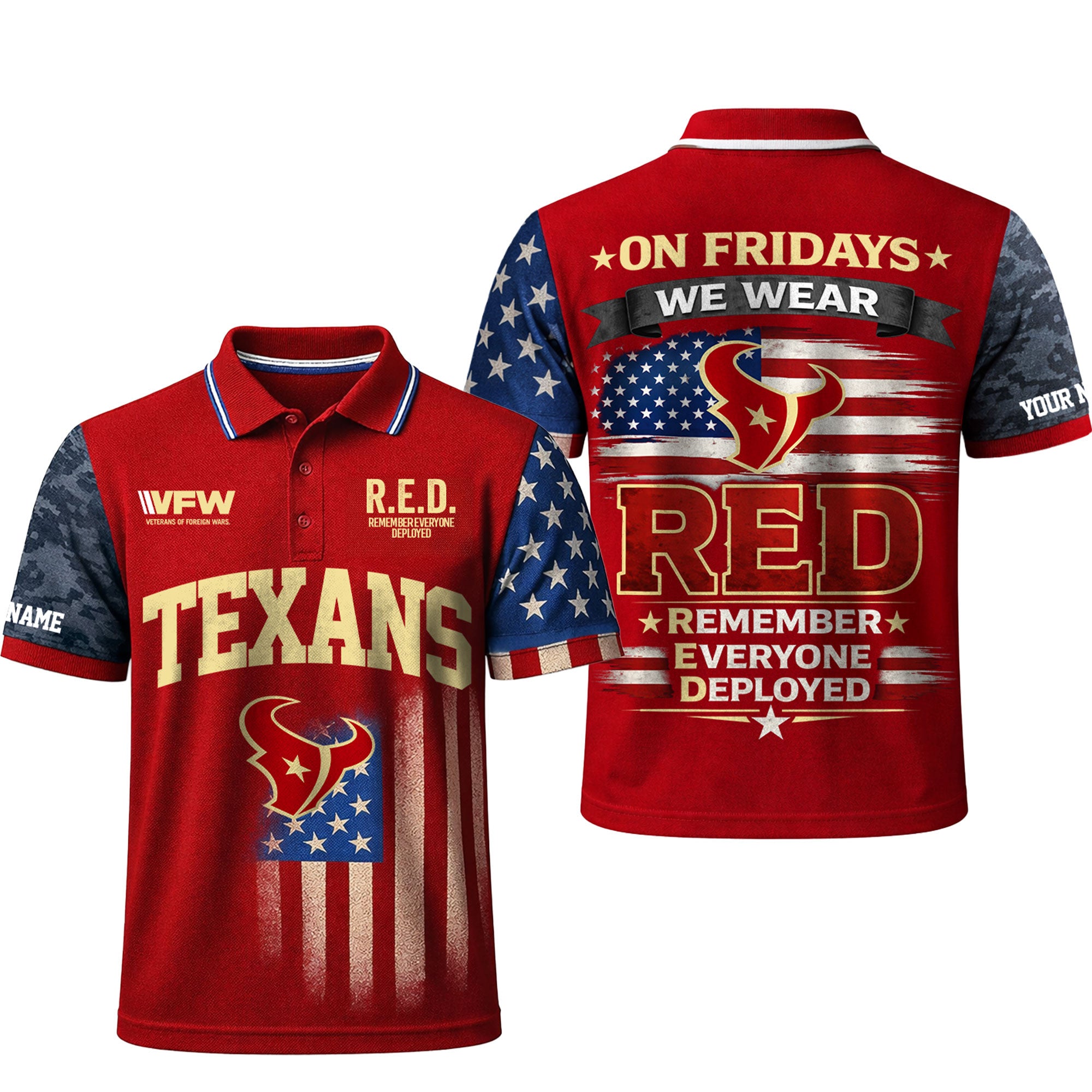 H.texans | Premium  Red Friday Polo Shirt Td