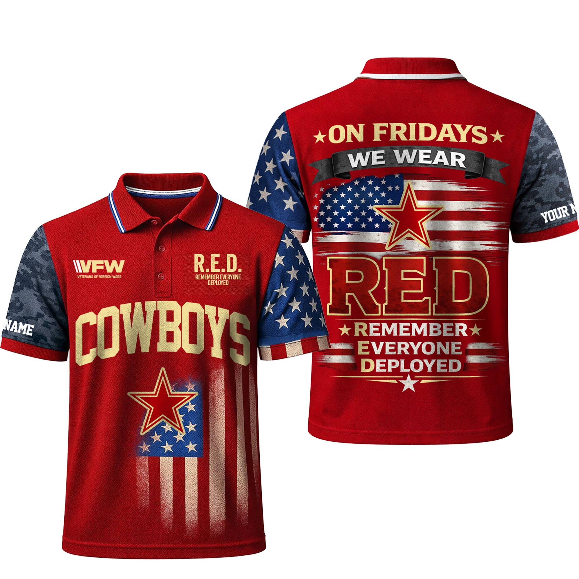 D.cowboys | Premium  Red Friday Polo Shirt Td