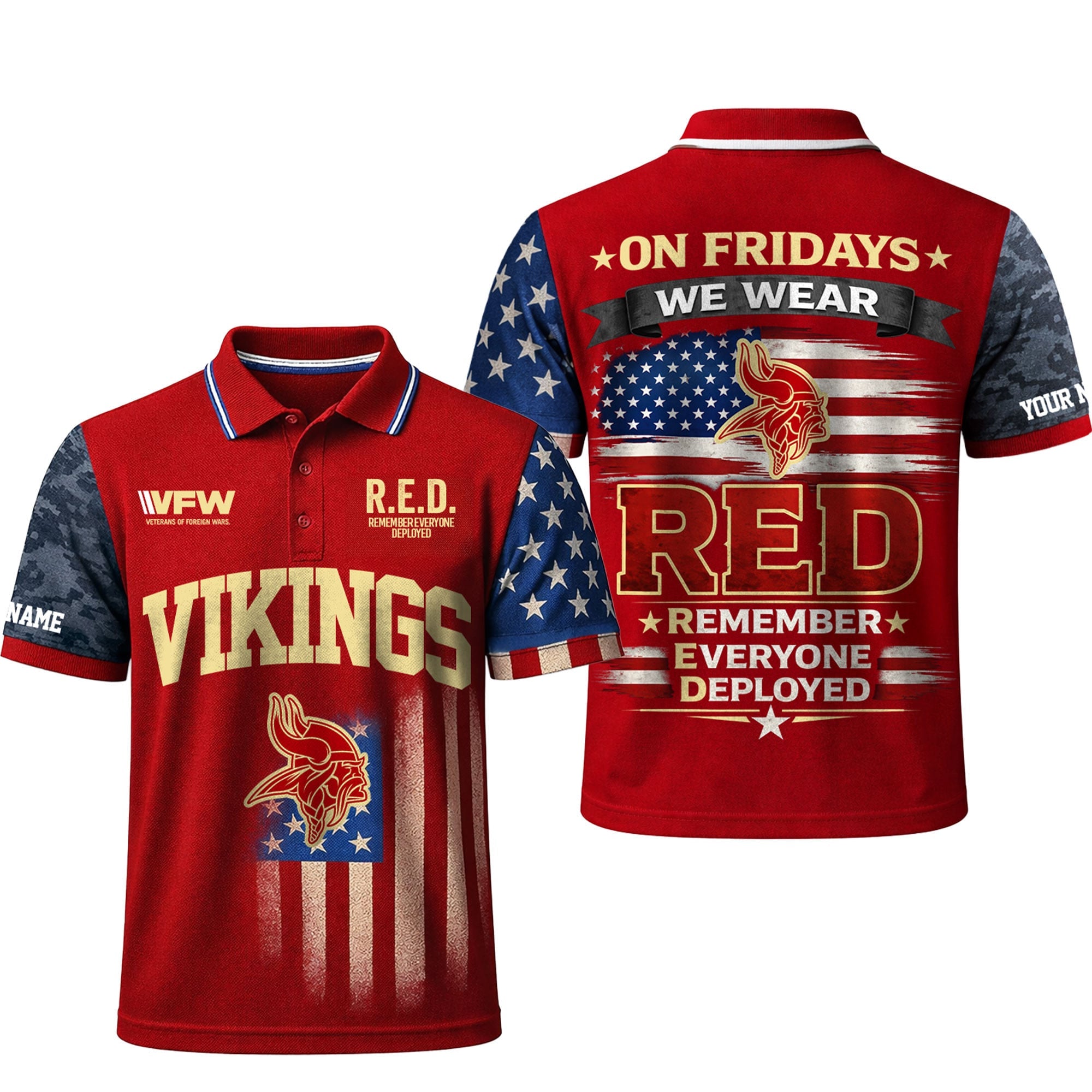 M.vikings | Premium  Red Friday Polo Shirt Td