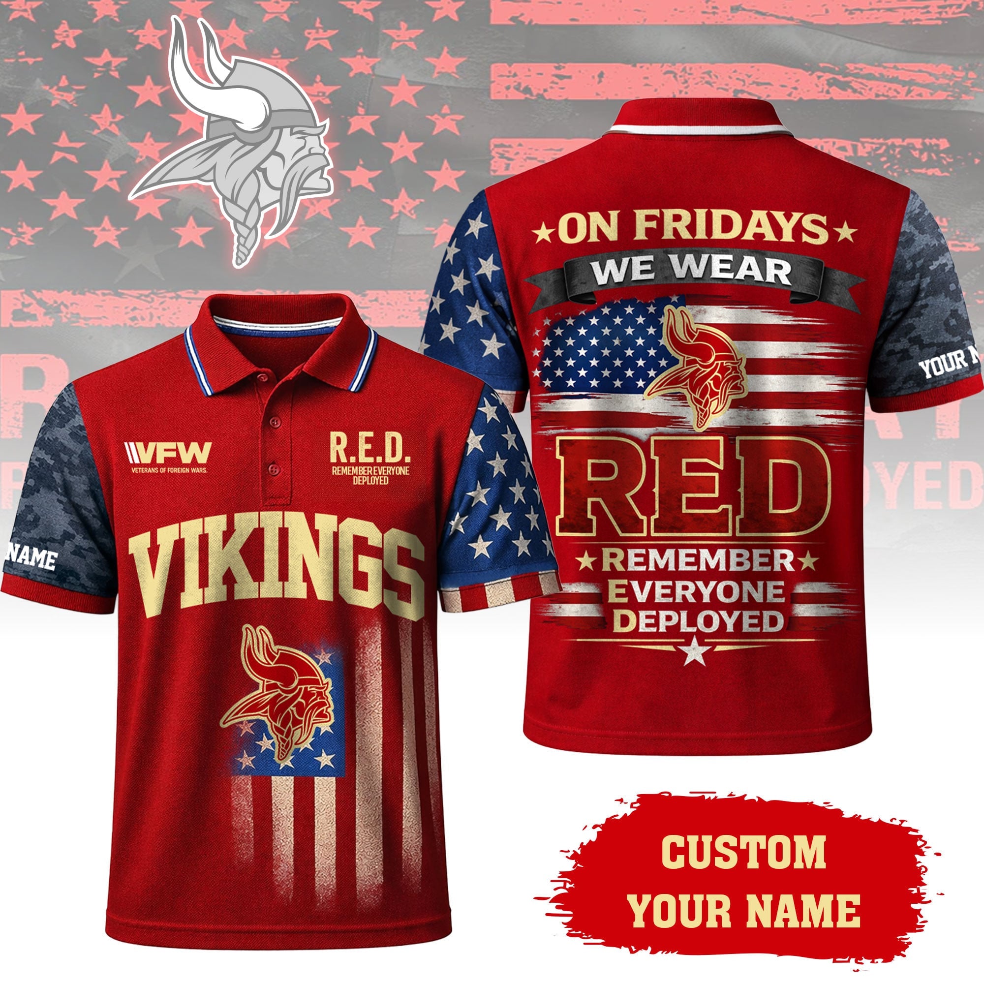 M.vikings | Premium  Red Friday Polo Shirt Td