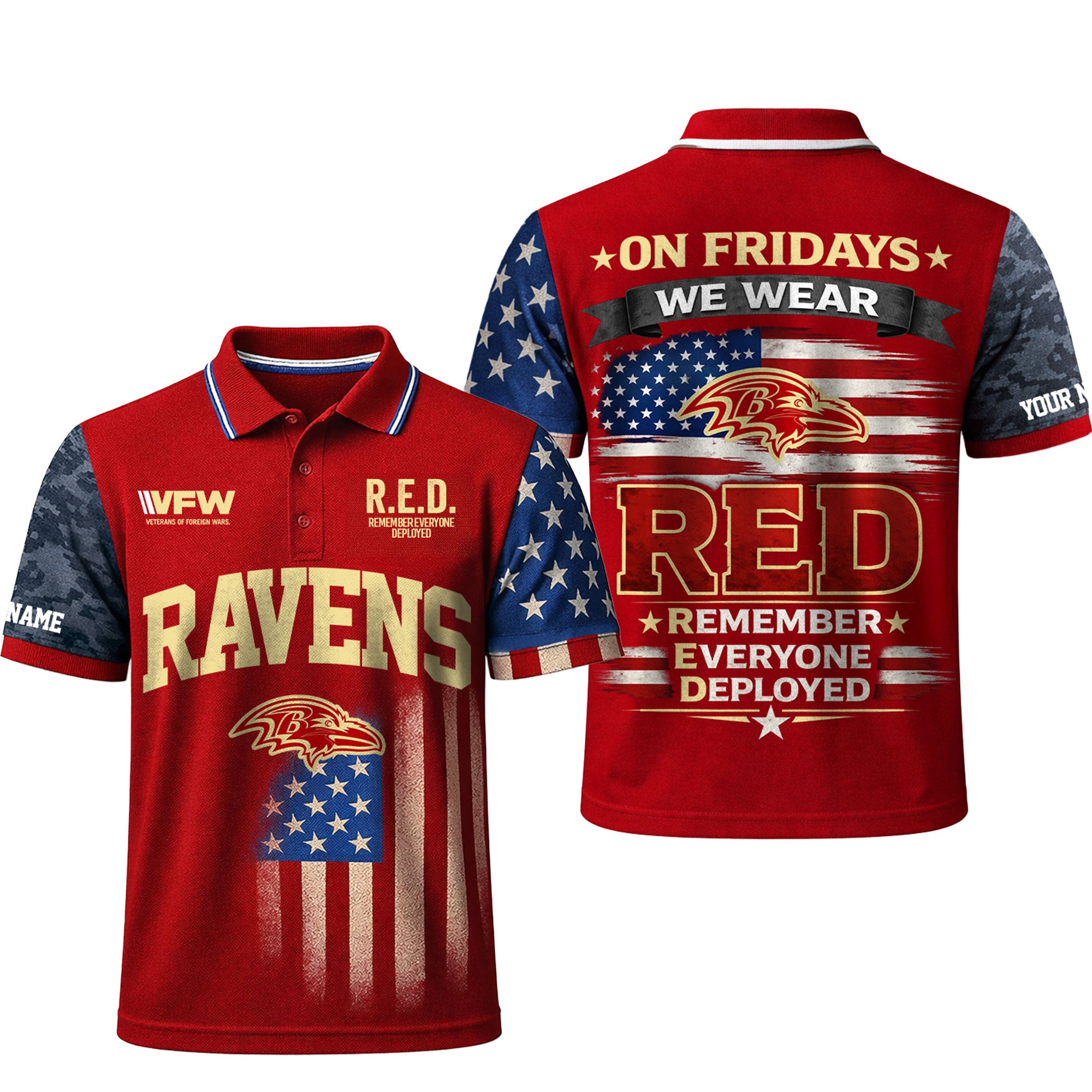 B.ravens | Premium  Red Friday Polo Shirt Td
