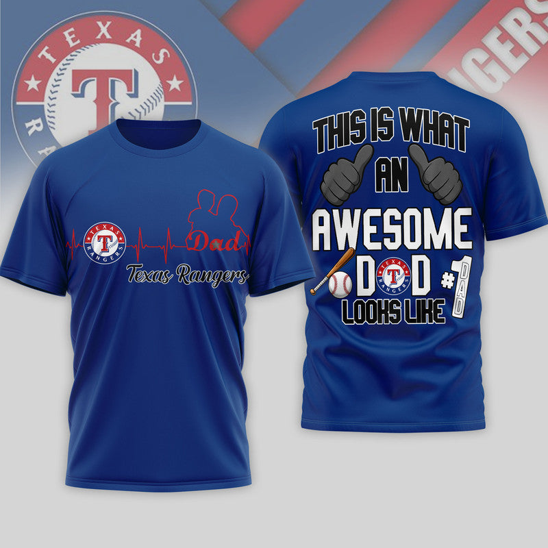 T.rangers | Premium M.l.b Father Day Awesome Dad 3d Shirt