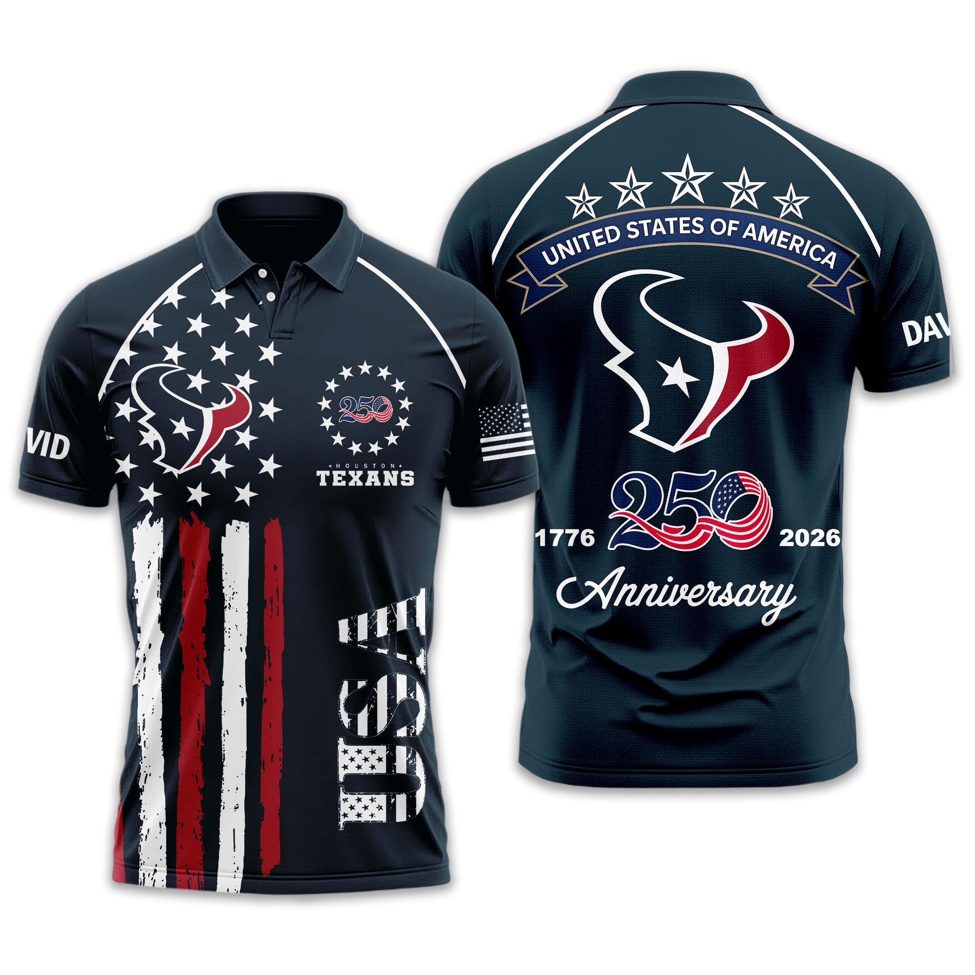 H.texans | Premium  American Semiquincentennial Polo Shirt Td