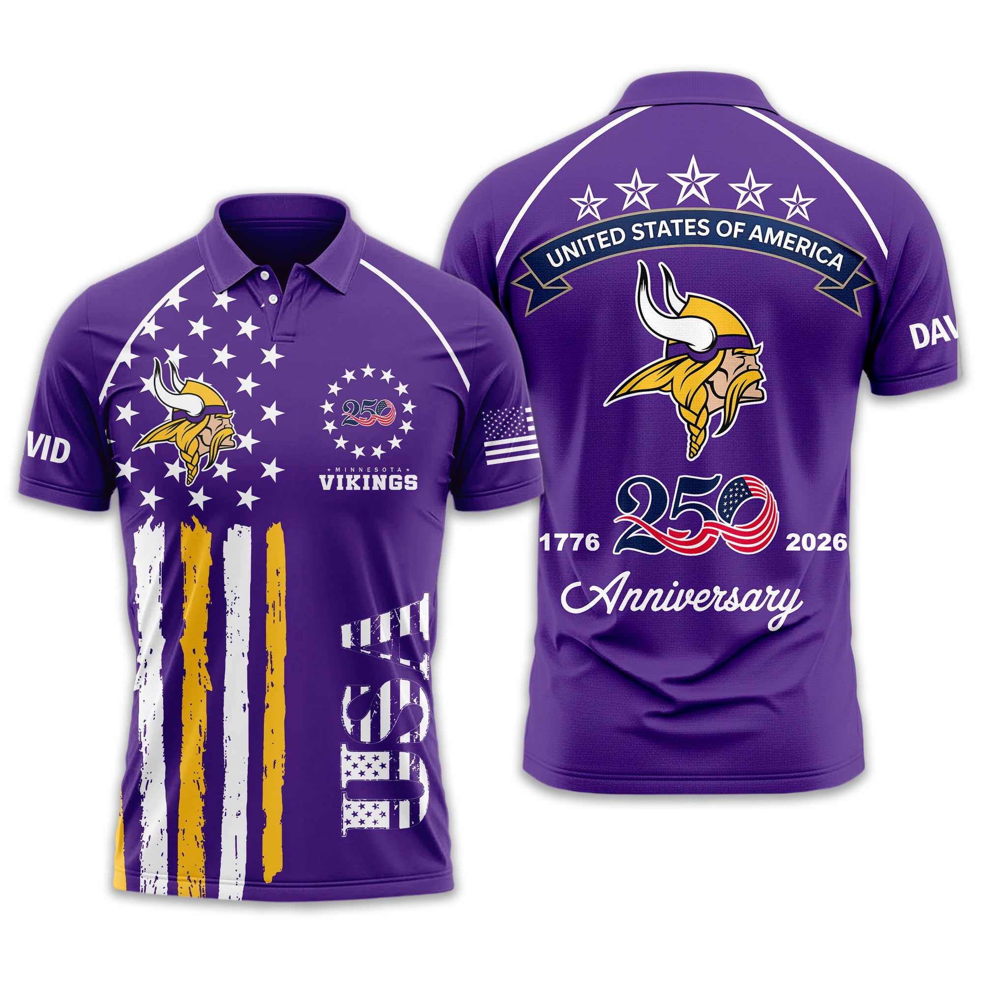 M.vikings | Premium  American Semiquincentennial Polo Shirt Td
