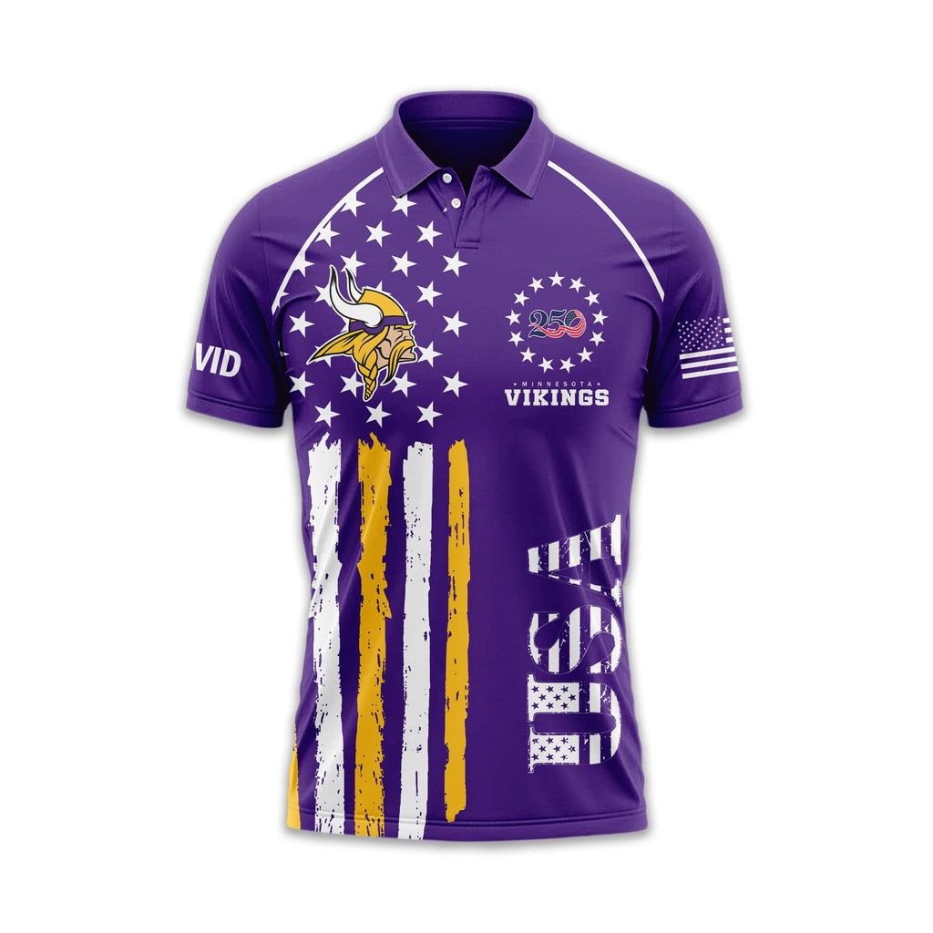 M.vikings | Premium  American Semiquincentennial Polo Shirt Td