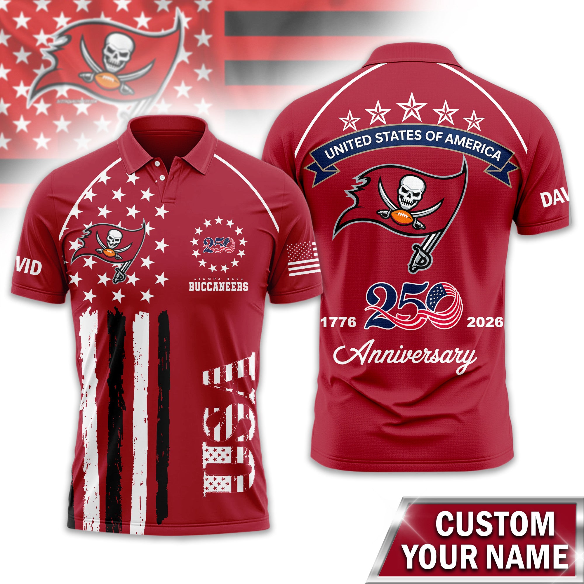 Tb.buccaneers | Premium  American Semiquincentennial Polo Shirt Td