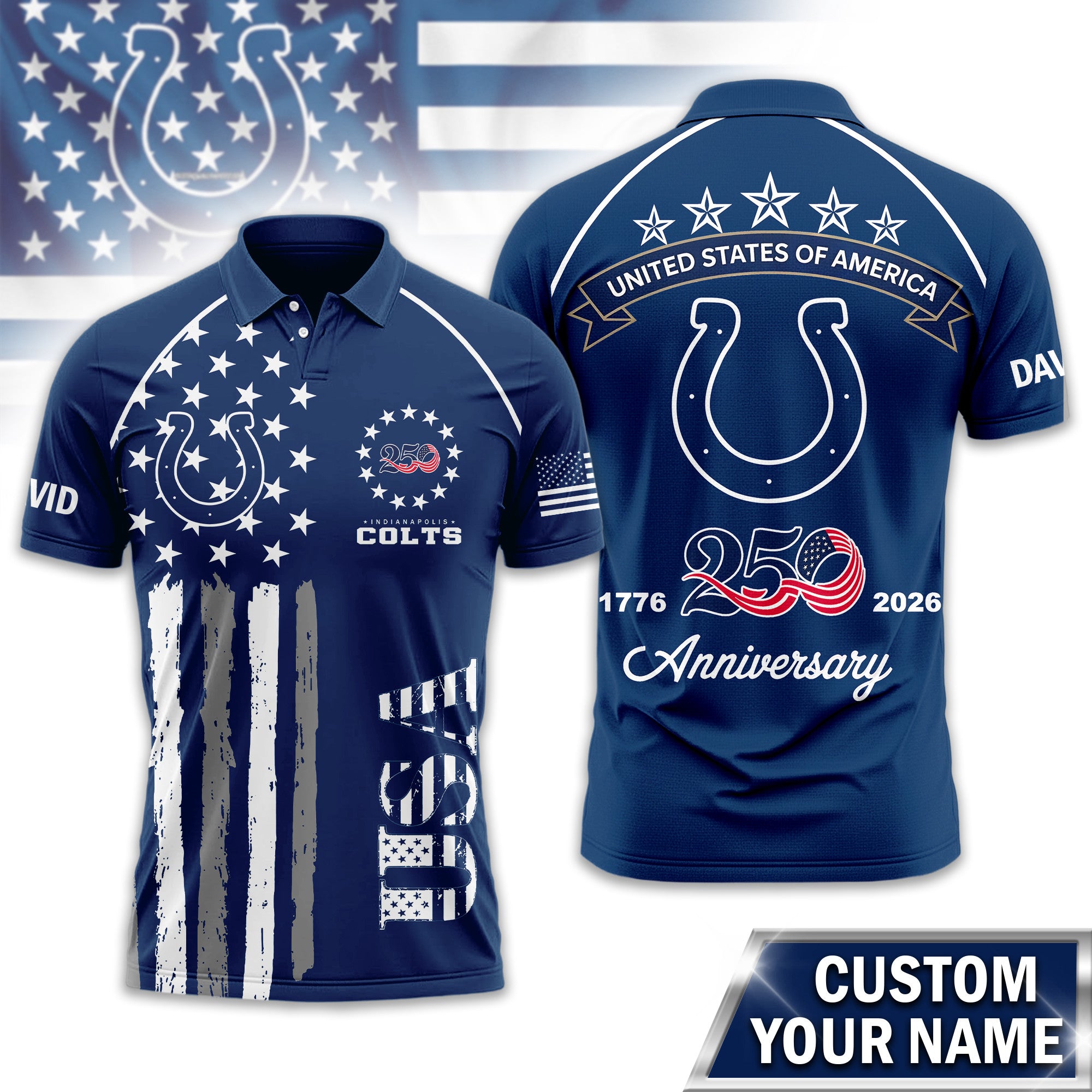 I.colts | Premium  American Semiquincentennial Polo Shirt Td