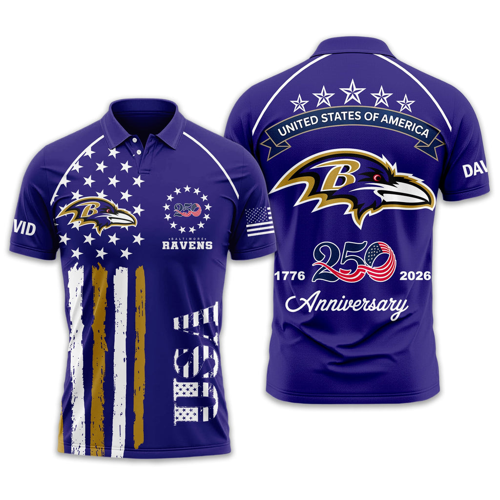 B.ravens | Premium  American Semiquincentennial Polo Shirt Td