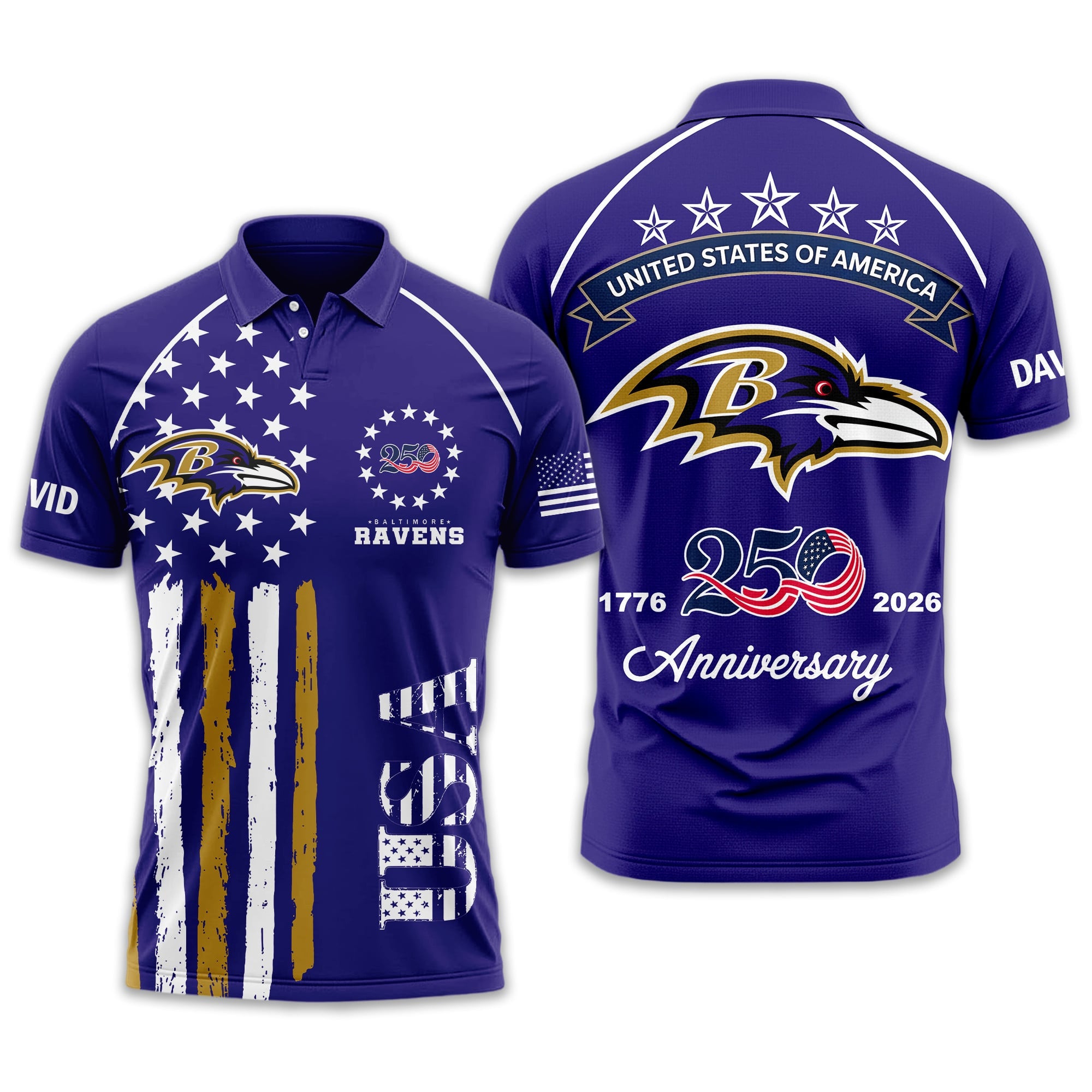 B.ravens | Premium  American Semiquincentennial Polo Shirt Td