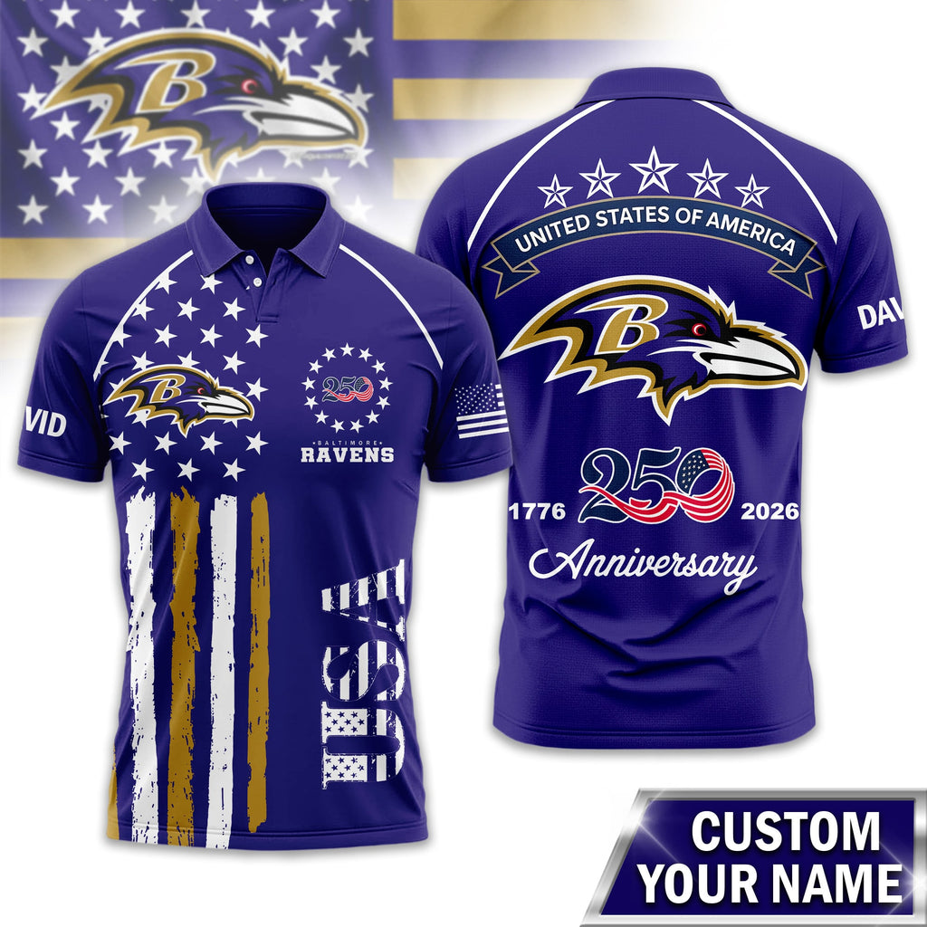 B.ravens | Premium  American Semiquincentennial Polo Shirt Td