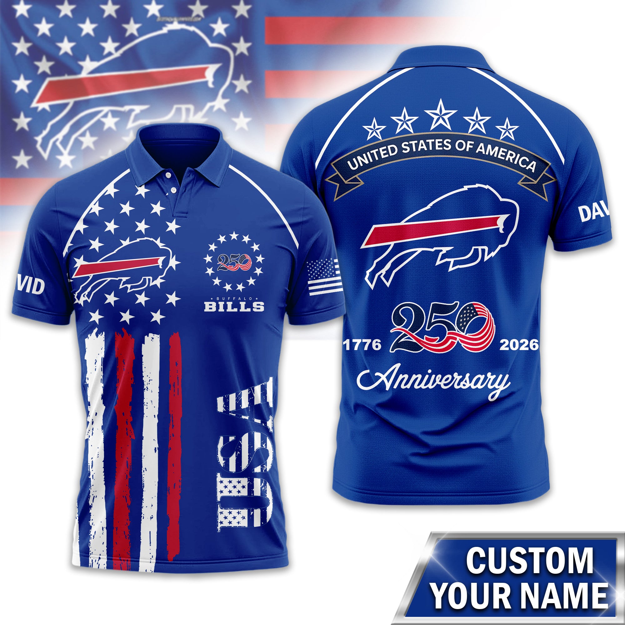 B.bills | Premium  American Semiquincentennial Polo Shirt Td