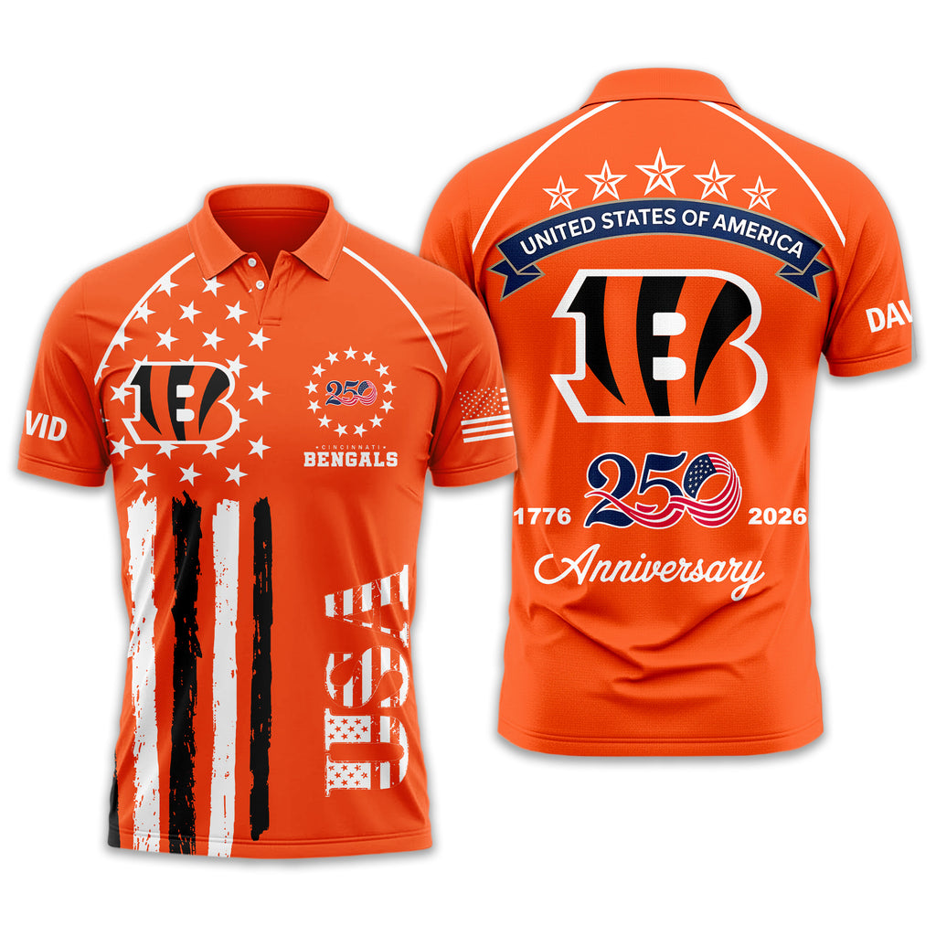 C.bengals | Premium  American Semiquincentennial Polo Shirt Td