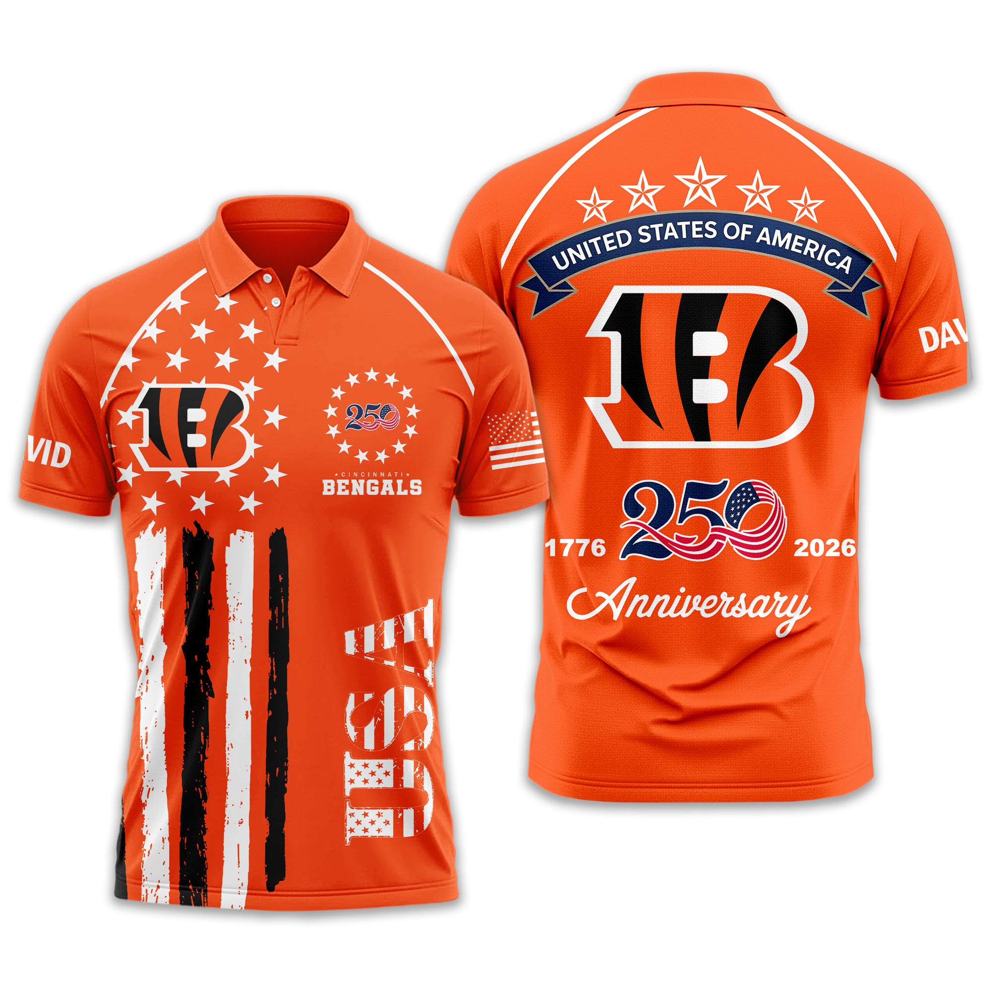 C.bengals | Premium  American Semiquincentennial Polo Shirt Td
