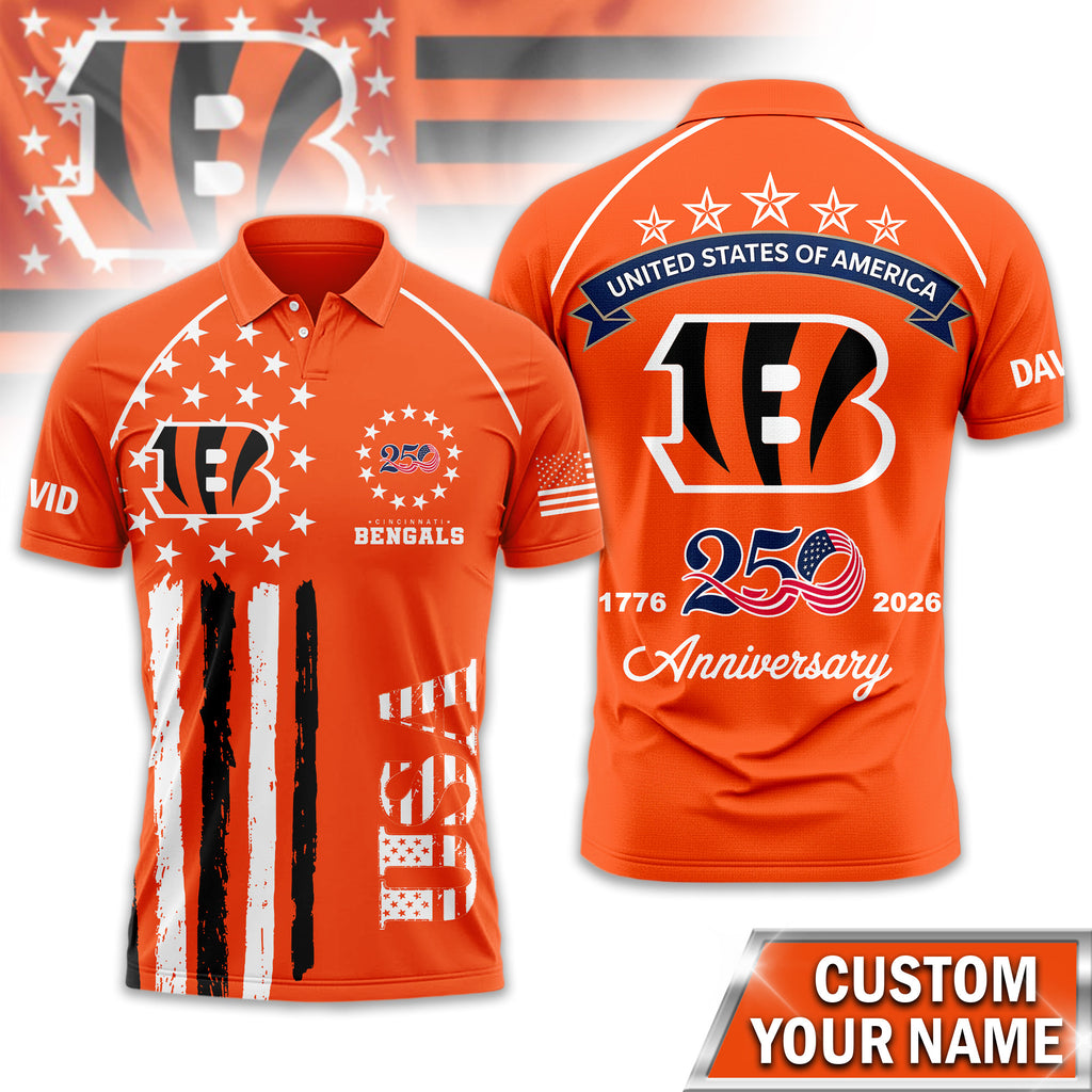 C.bengals | Premium  American Semiquincentennial Polo Shirt Td
