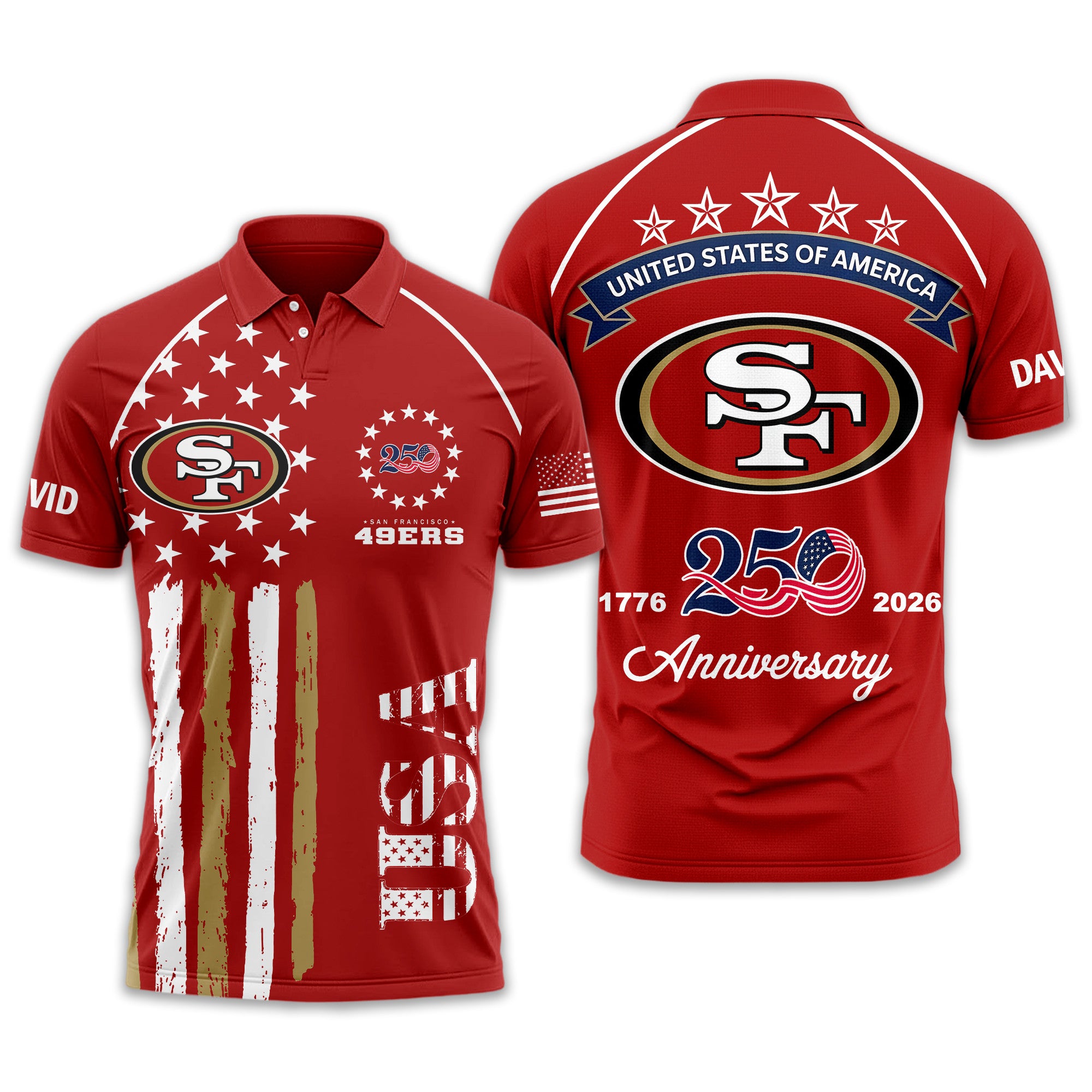Sf.49ers | Premium  American Semiquincentennial Polo Shirt Td