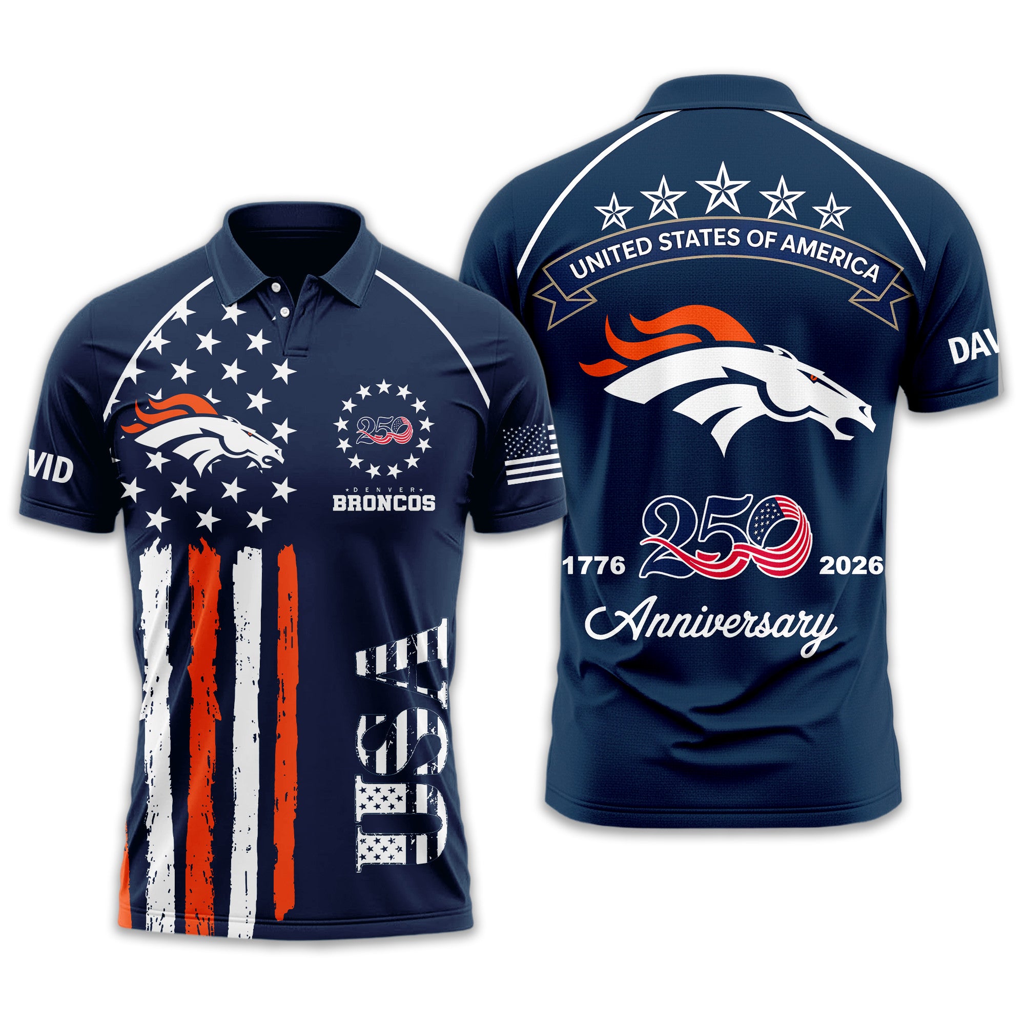 D.broncos | Premium  American Semiquincentennial Polo Shirt Td
