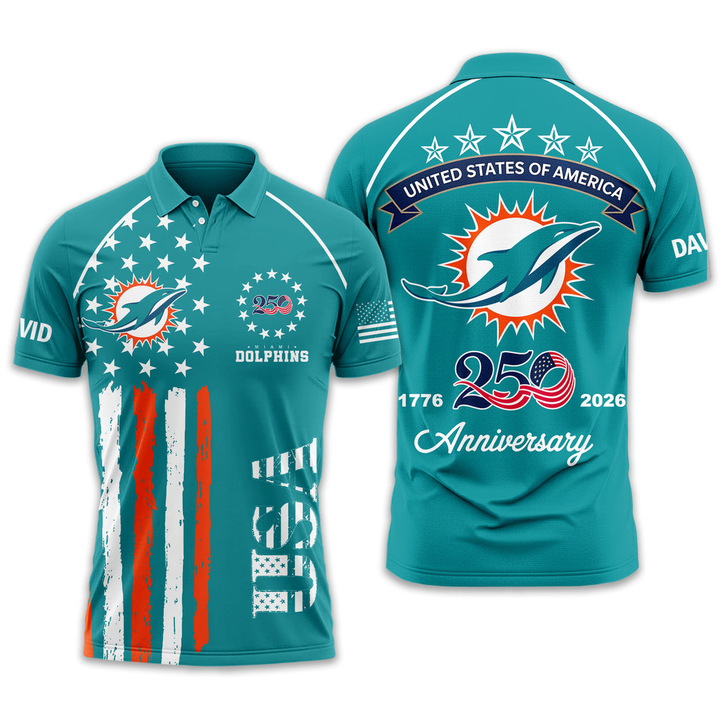 M.dolphins | Premium  American Semiquincentennial Polo Shirt Td