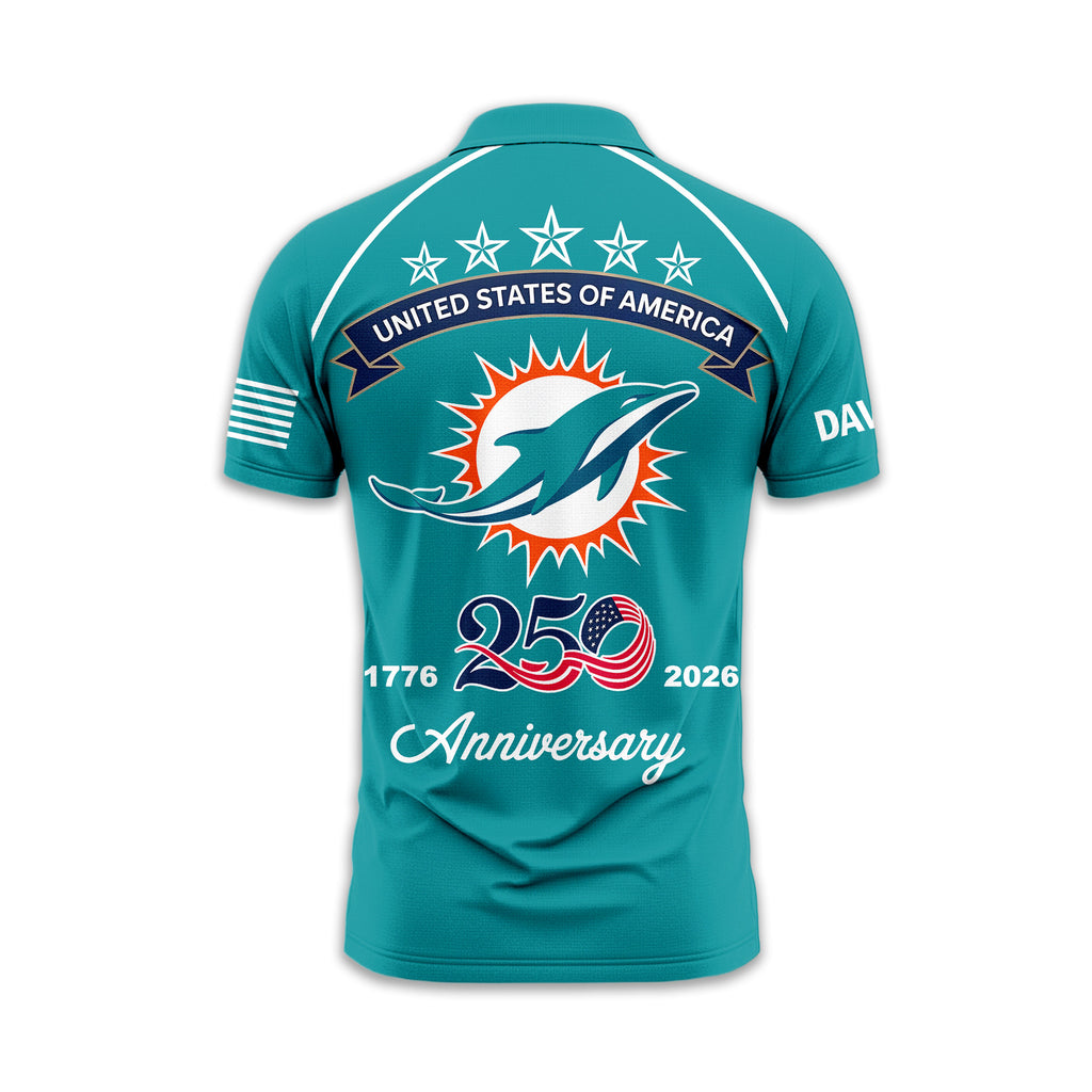 M.dolphins | Premium  American Semiquincentennial Polo Shirt Td