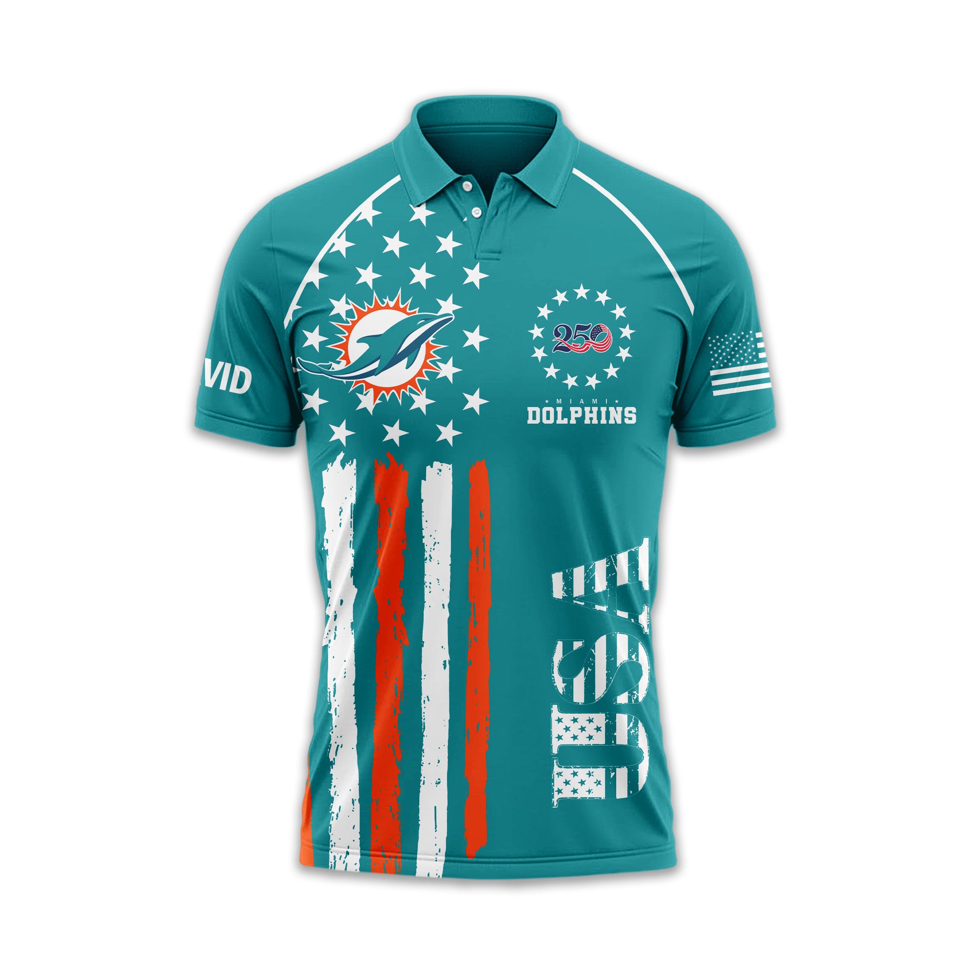 M.dolphins | Premium  American Semiquincentennial Polo Shirt Td