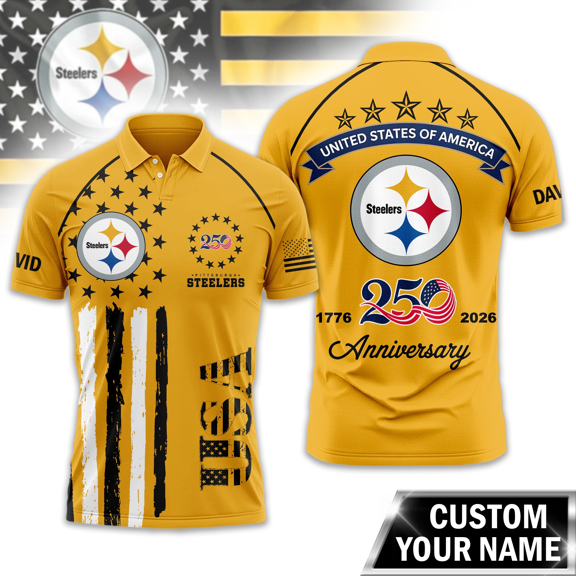 P.steelers | Premium  American Semiquincentennial Polo Shirt Td