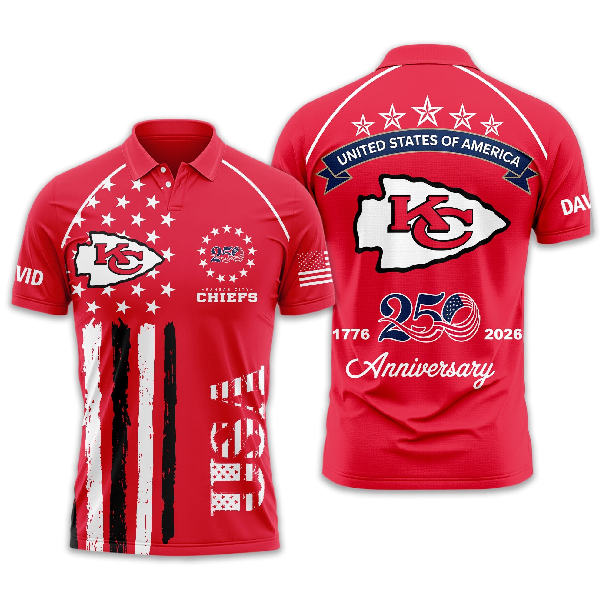 Kc.chiefs | Premium  American Semiquincentennial Polo Shirt Td