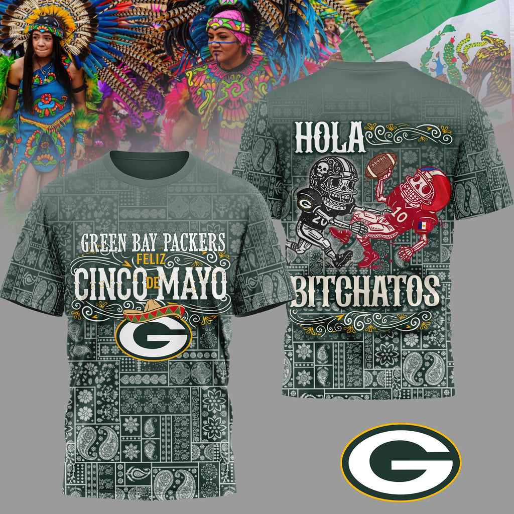 Gb.packers | Premium  Hola Bitchatos Cinco De Mayo 3d T-shirt Nf1