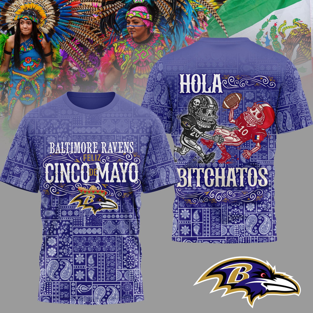 B.ravens | Premium  Hola Bitchatos Cinco De Mayo 3d T-shirt Nf1