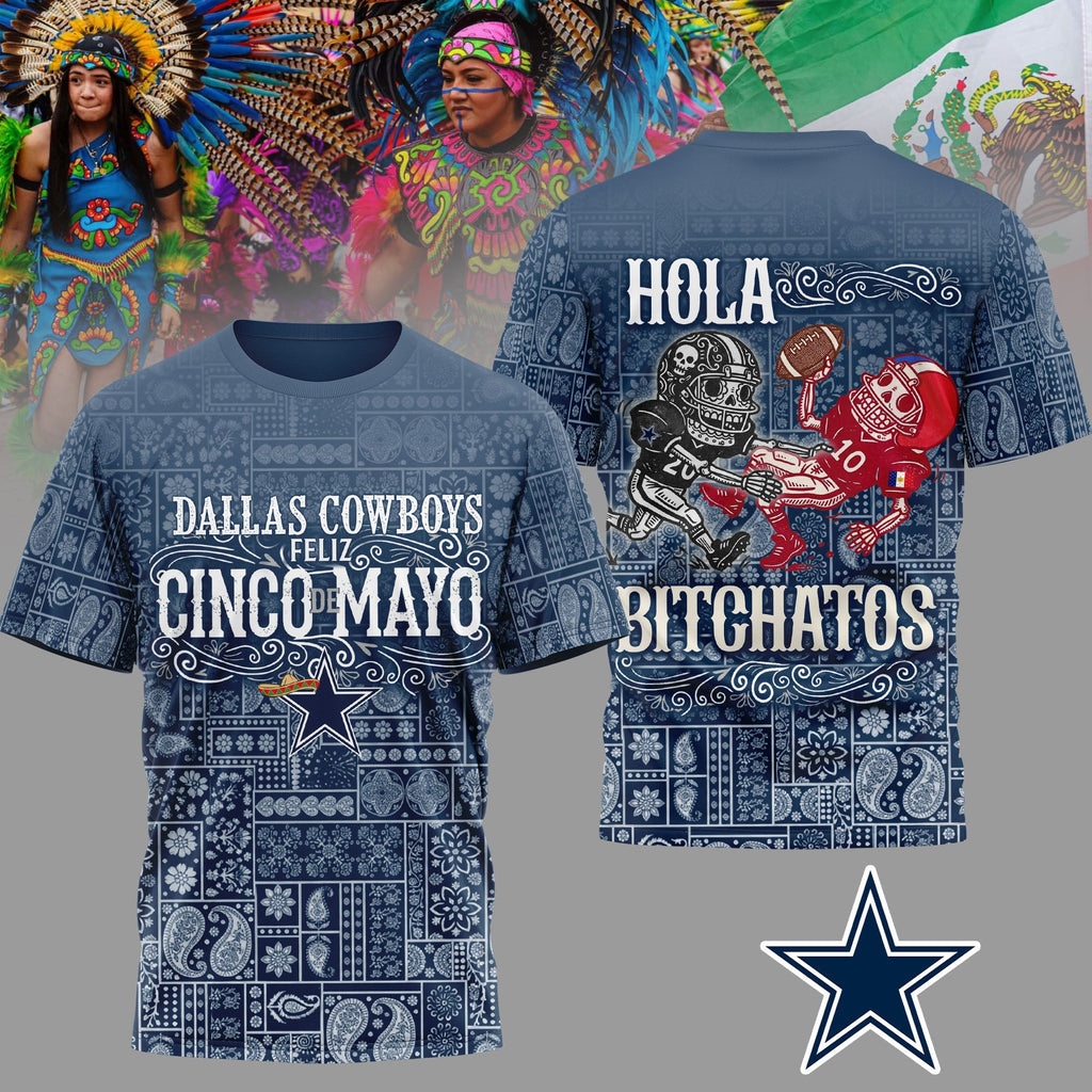 D.cowboys | Premium  Hola Bitchatos Cinco De Mayo 3d T-shirt Nf1