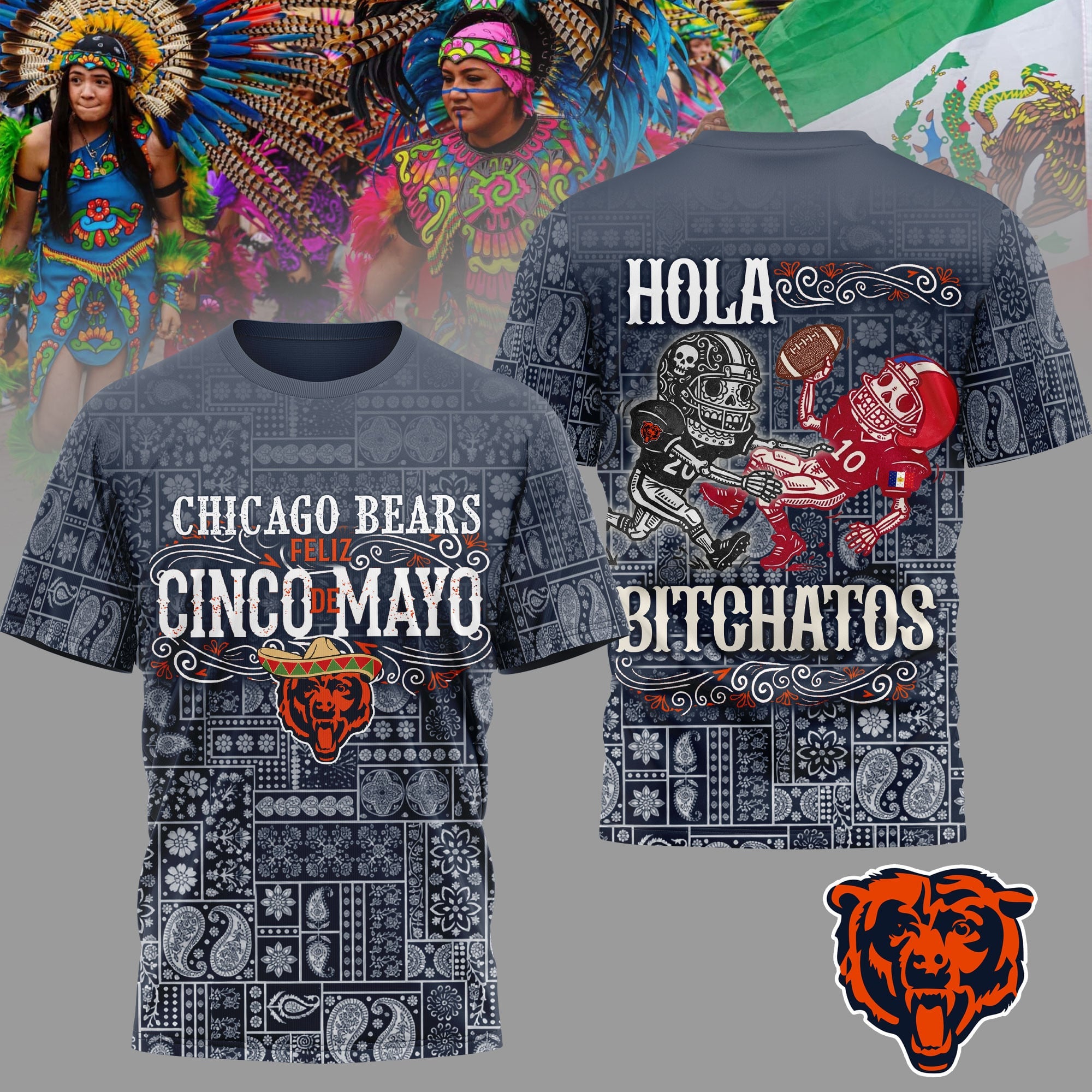 C.bears | Premium  Hola Bitchatos Cinco De Mayo 3d T-shirt Nf1