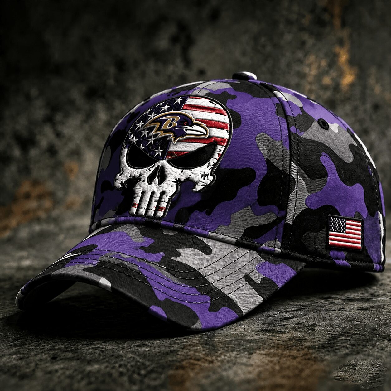 B.ravens | Premium  Skull Camo Classic Cap Nf1