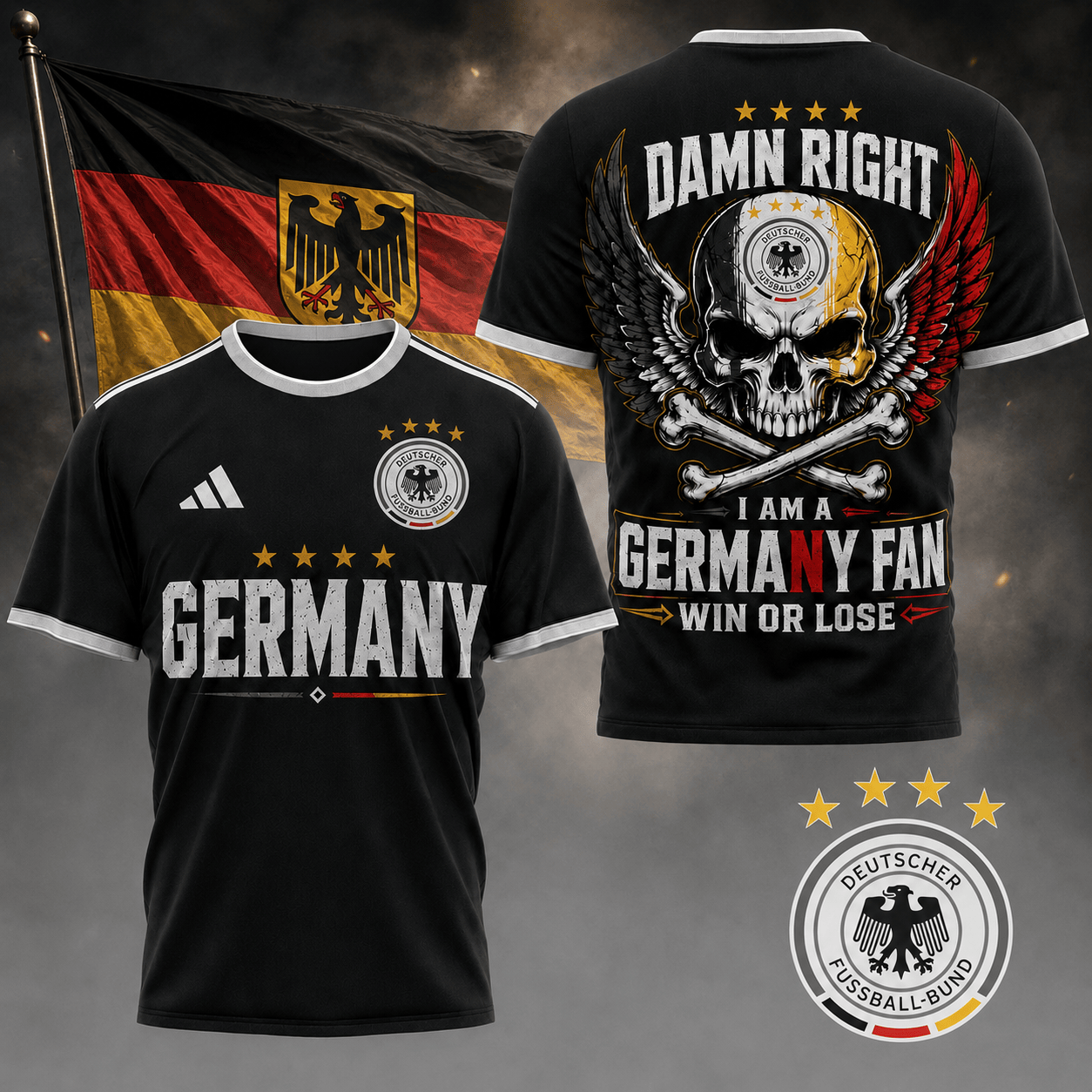 Germany | Premium Wc26 Skull Pride 3d Shirt Td