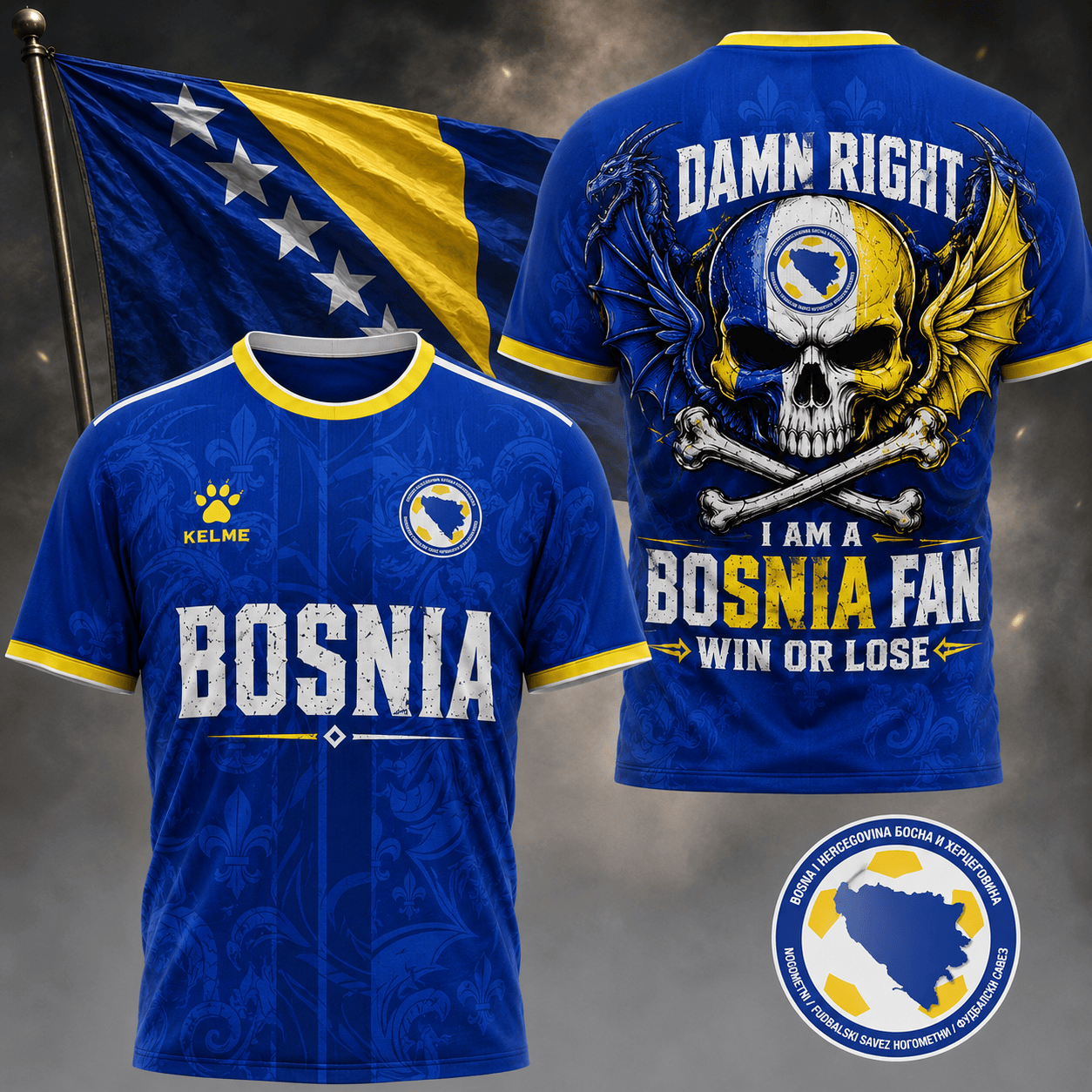 Bosnia And Herzegovina | Premium Wc26 Skull Pride 3d Shirt Td