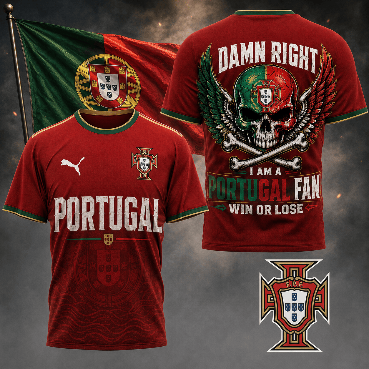 Portugal | Premium Wc26 Skull Pride 3d Shirt Td
