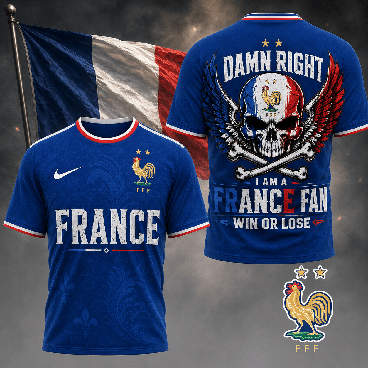France | Premium Wc26 Skull Pride 3d Shirt Td