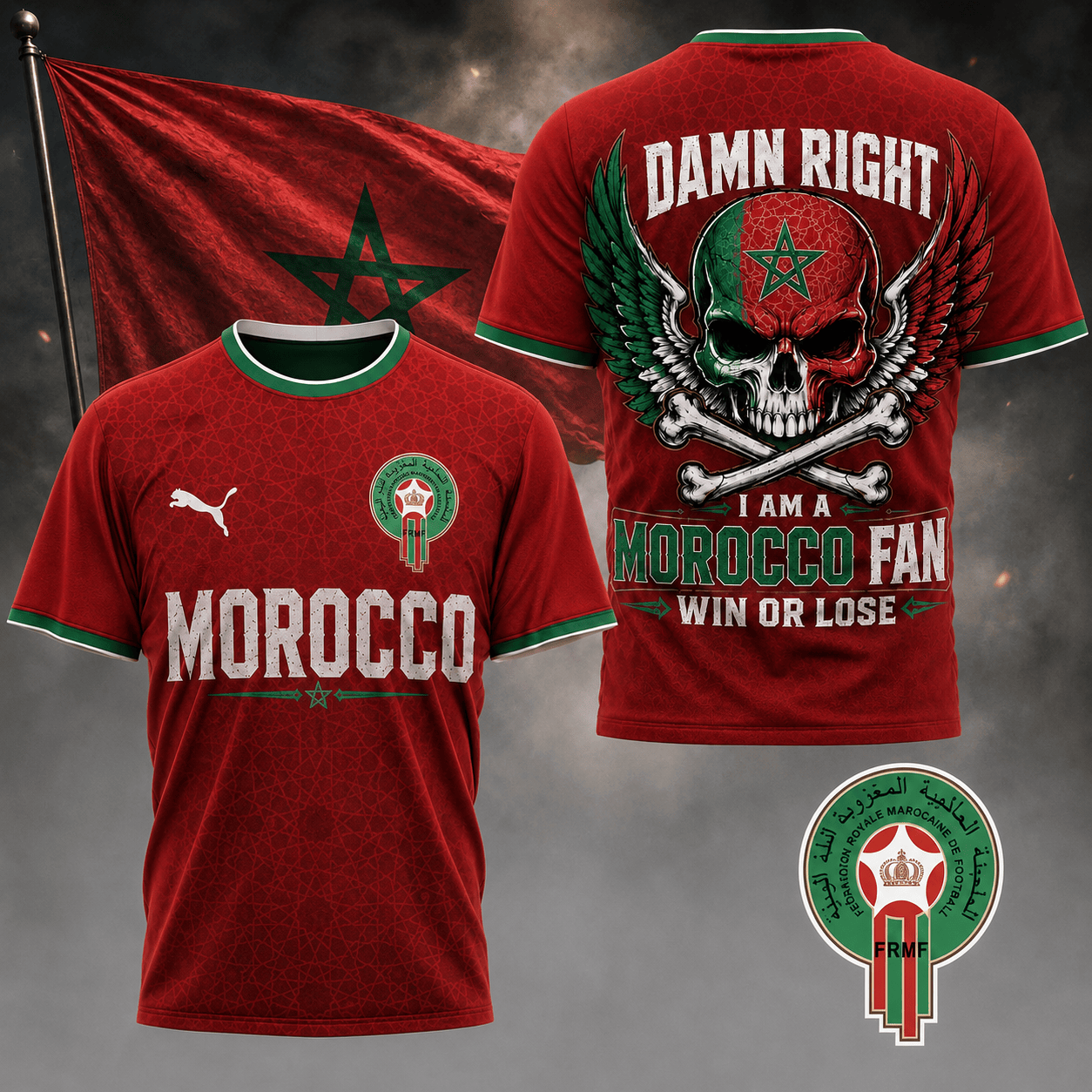 Morocco | Premium Wc26 Skull Pride 3d Shirt Td