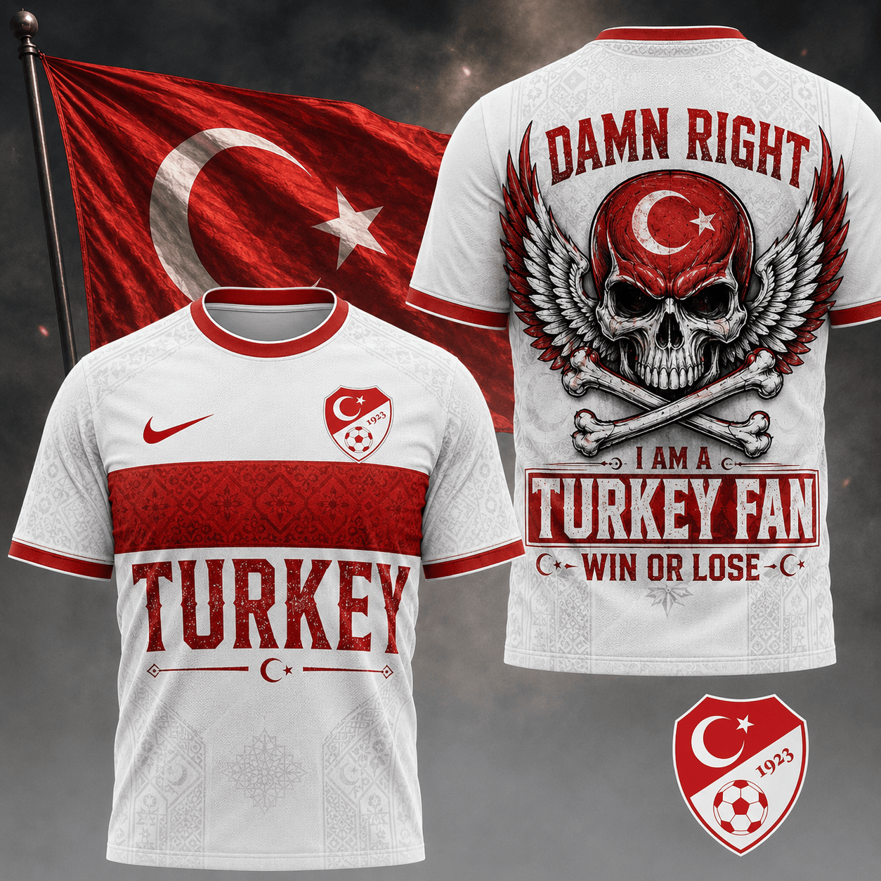 Turkey | Premium Wc26 Skull Pride 3d Shirt Td