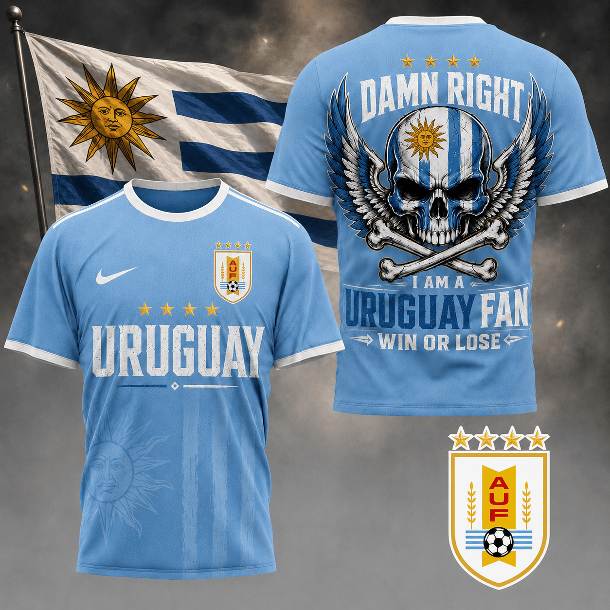 Uruguay | Premium Wc26 Skull Pride 3d Shirt Td