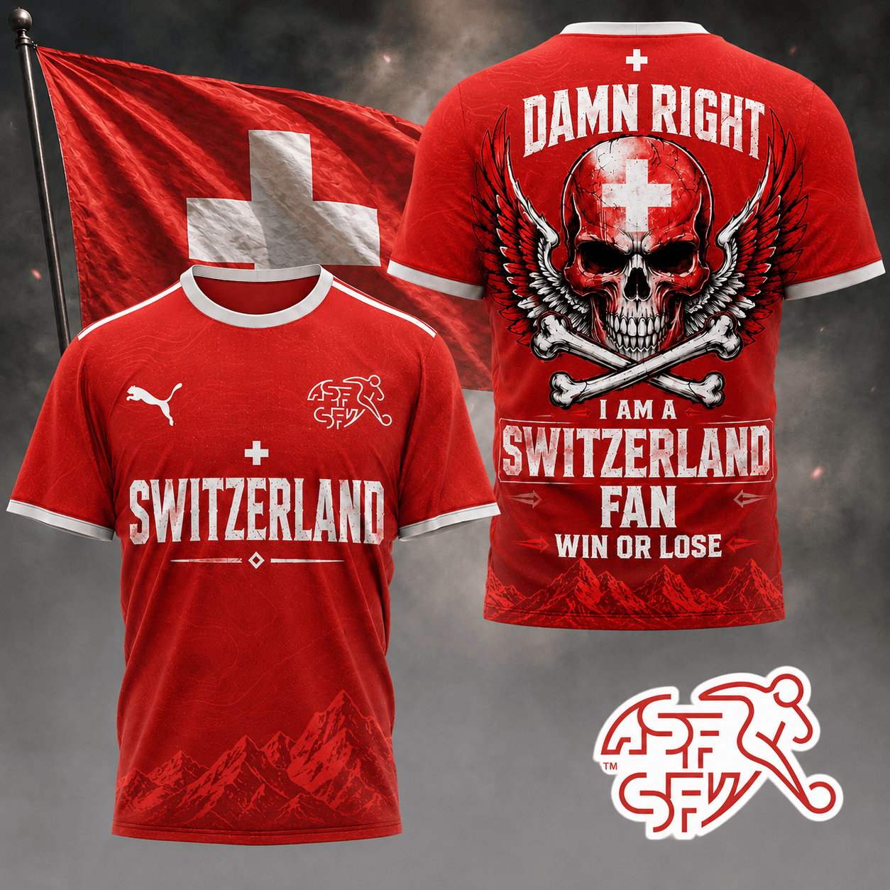 Switzerland | Premium Wc26 Skull Pride 3d Shirt Td