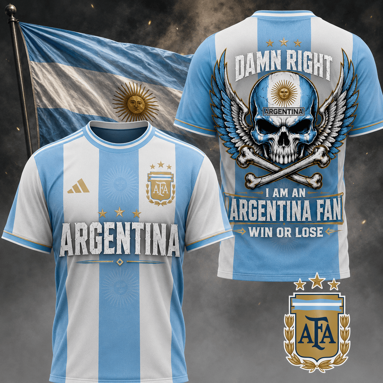 Argentina | Premium Wc26 Skull Pride 3d Shirt Td