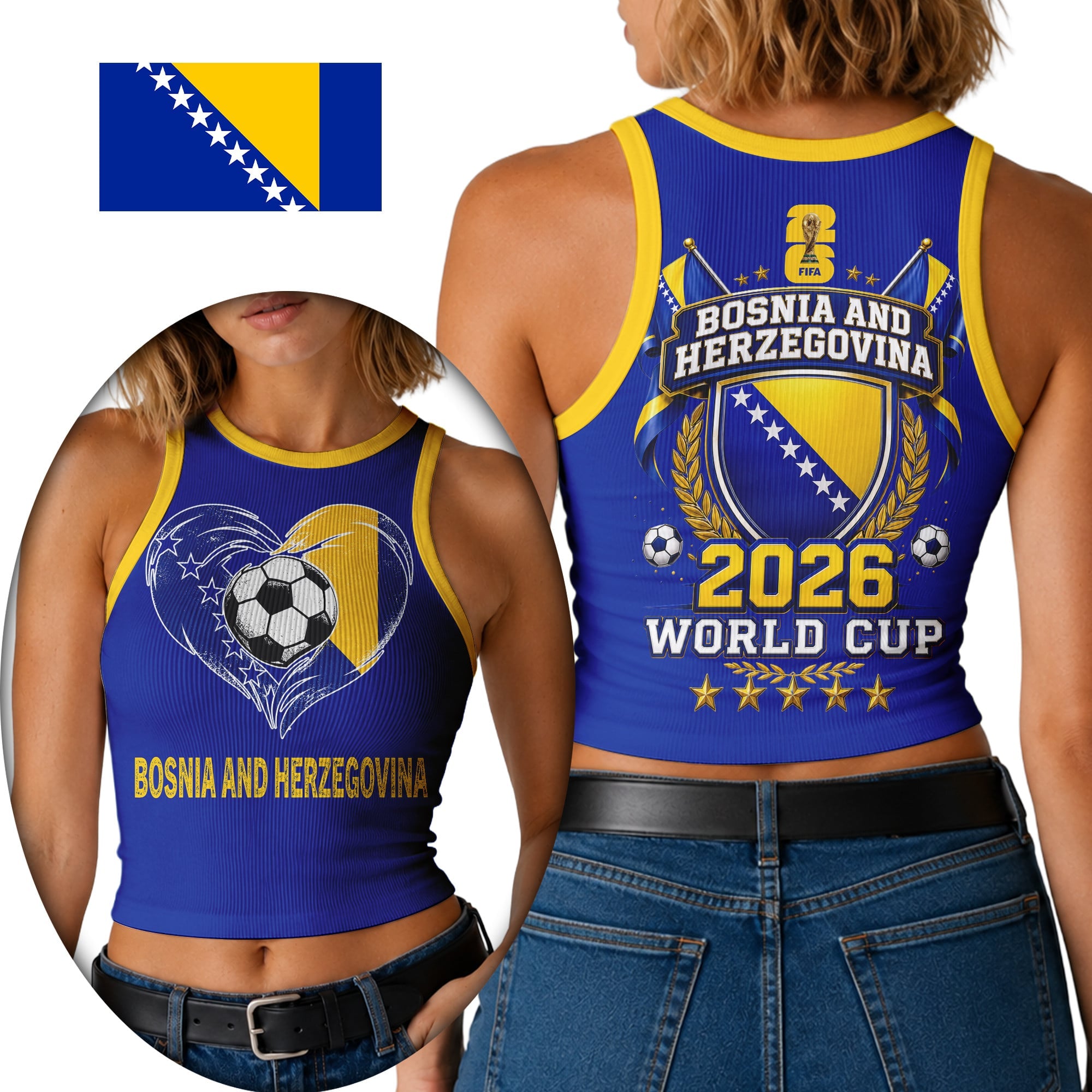 Bosnia And Herzegovina | Premium Wc26 Heritage Heart Tank Top Td