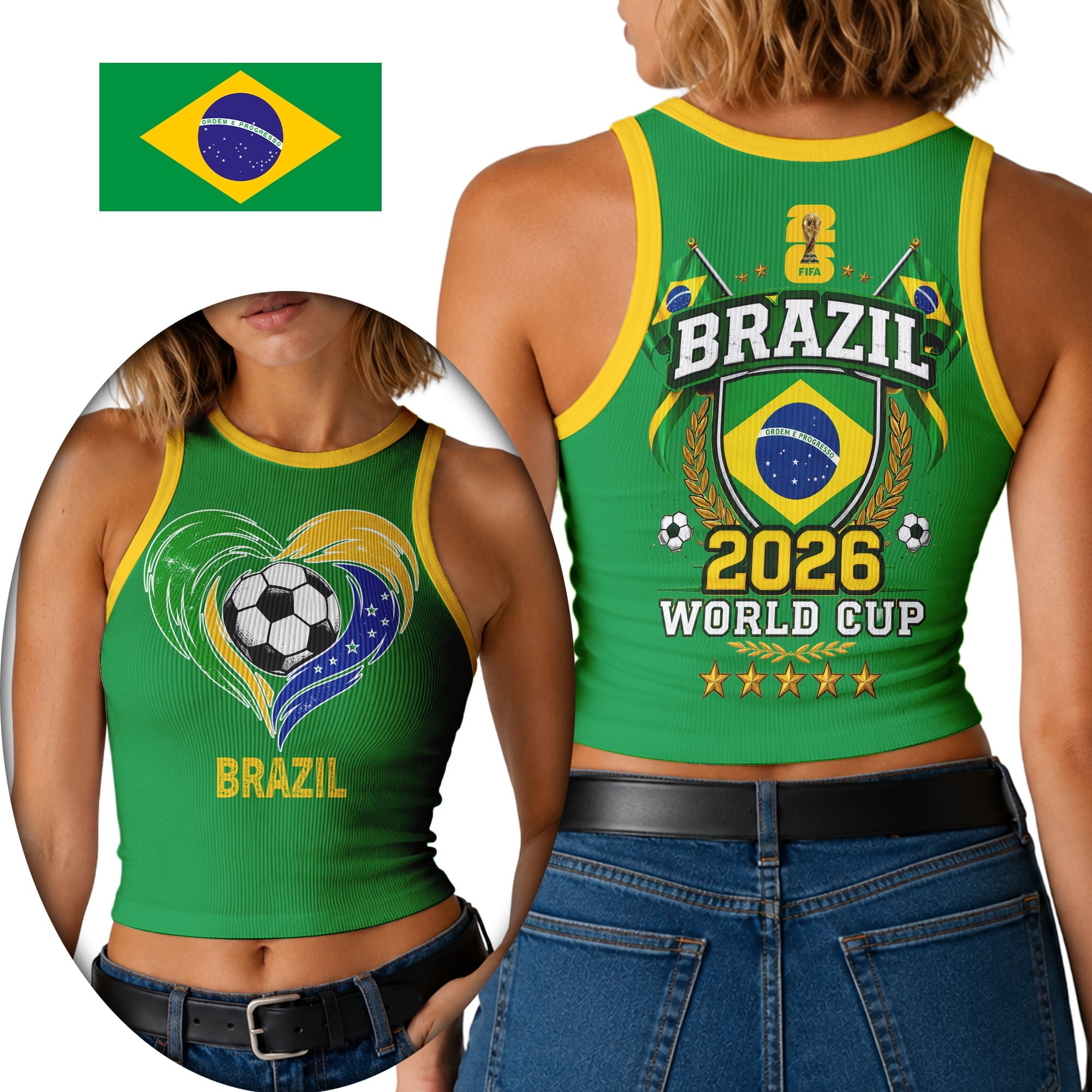 Brazil | Premium Wc26 Heritage Heart Tank Top Td
