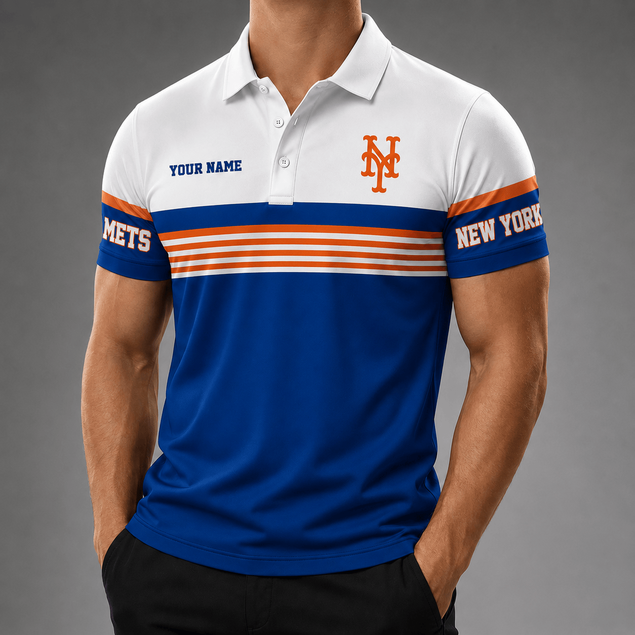 N.y.mets | Premium M.l.b Personalized Men's Polo Shirt