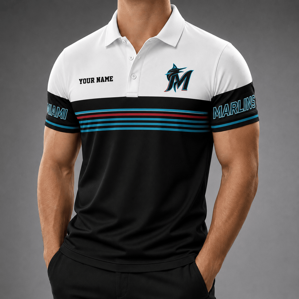 M.marlins | Premium M.l.b Personalized Men's Polo Shirt