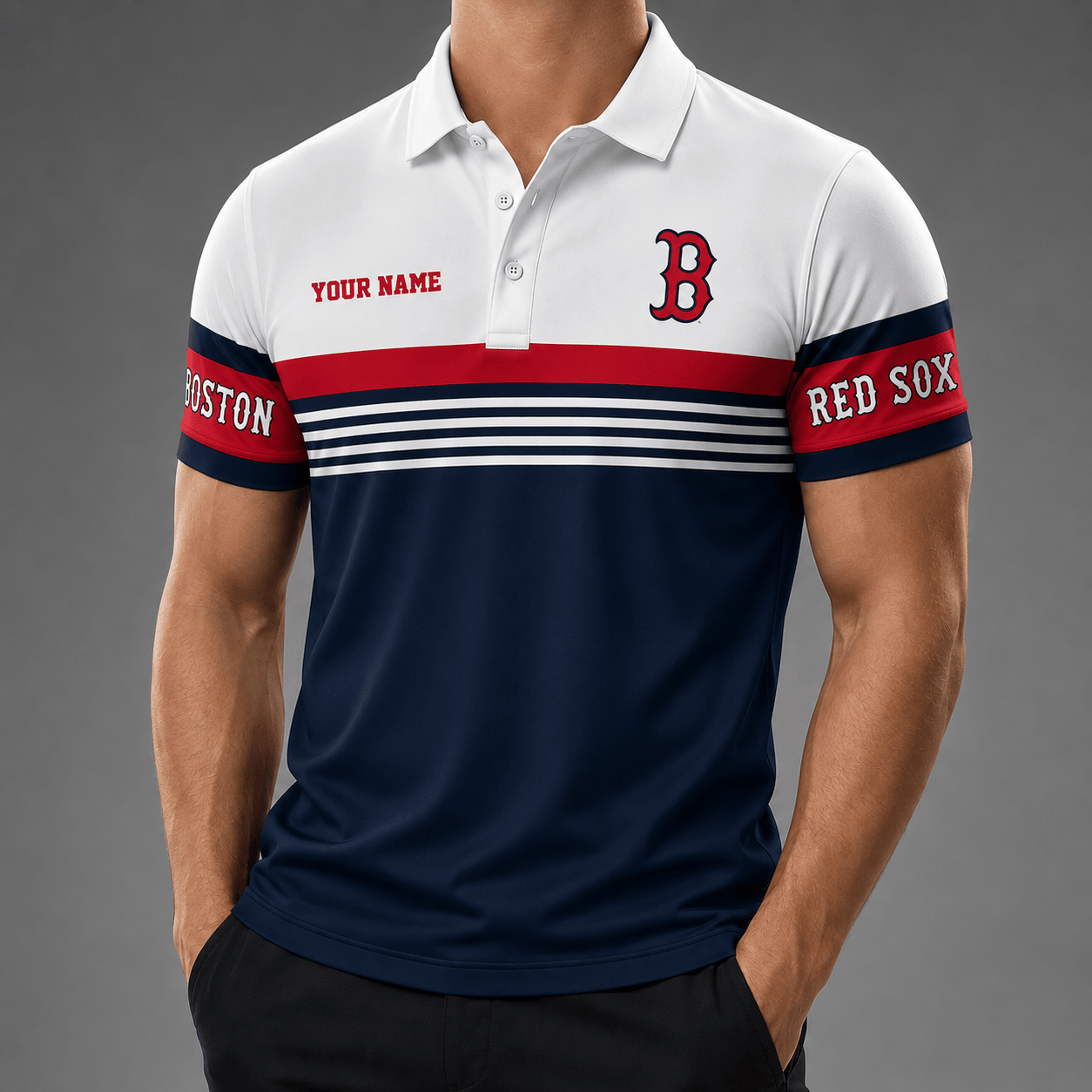 B.red Sox | Premium M.l.b Personalized Men's Polo Shirt