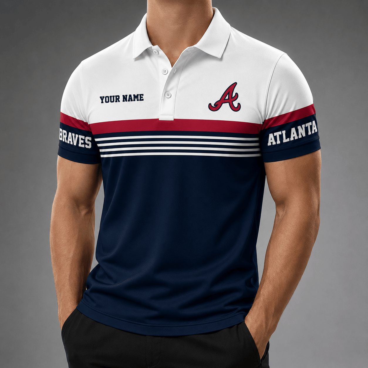 A.braves | Premium M.l.b Personalized Men's Polo Shirt