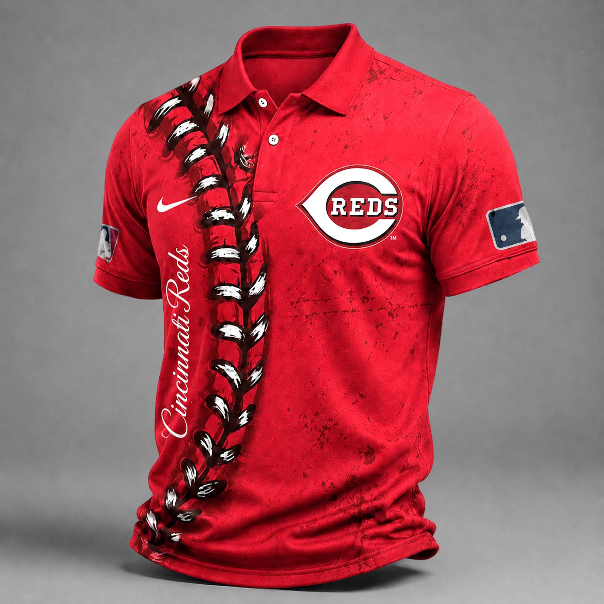 C.reds | Premium M.l.b Baseball Stitch Polo Shirt