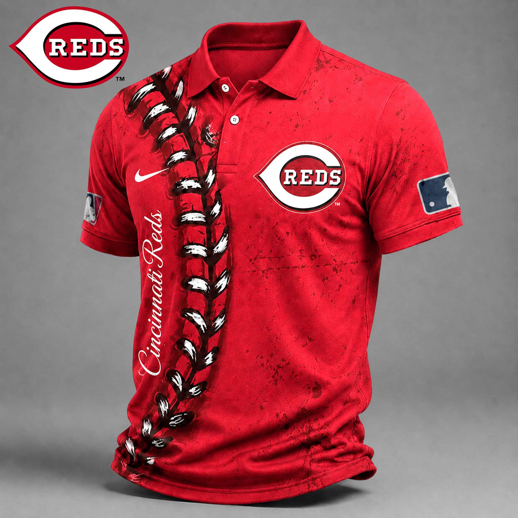 C.reds | Premium M.l.b Baseball Stitch Polo Shirt