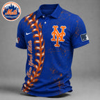 N.y.mets | Premium M.l.b Baseball Stitch Polo Shirt