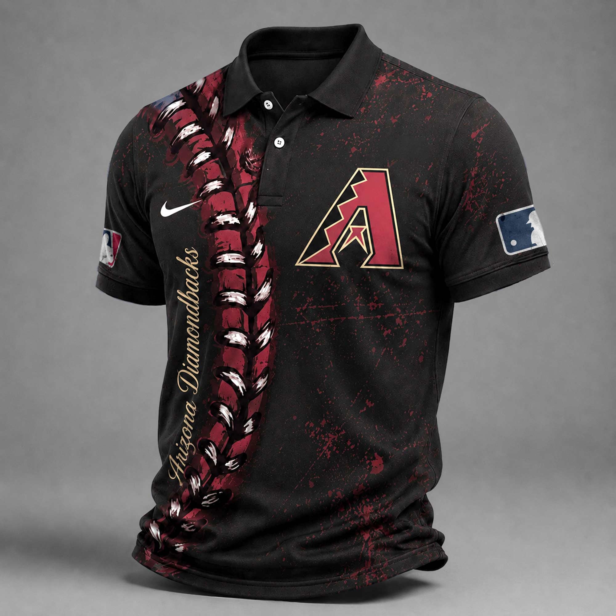 A.diamondbacks | Premium M.l.b Baseball Stitch Polo Shirt