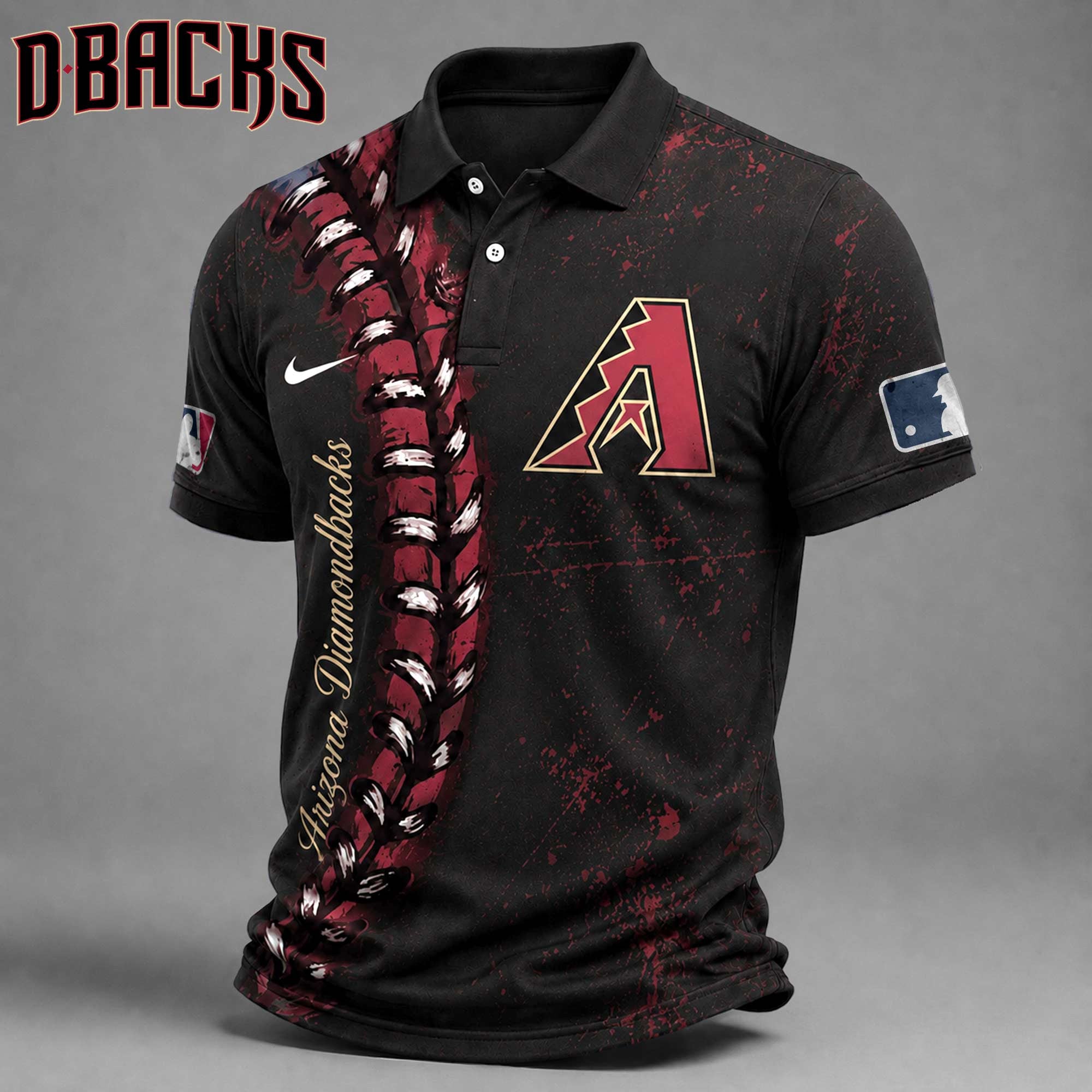 A.diamondbacks | Premium M.l.b Baseball Stitch Polo Shirt